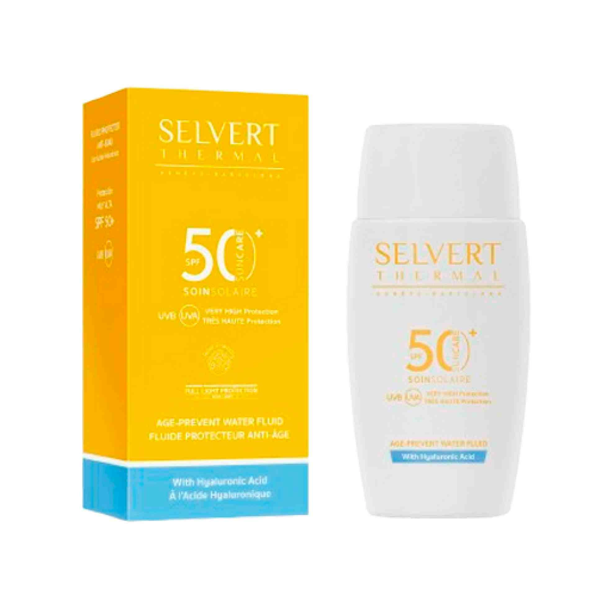 Age-prevent Water Fluid SPF 5O + With Hyaluronic Acid | Protector solar facial 50ml - Sun Care - Selvert Thermal ®