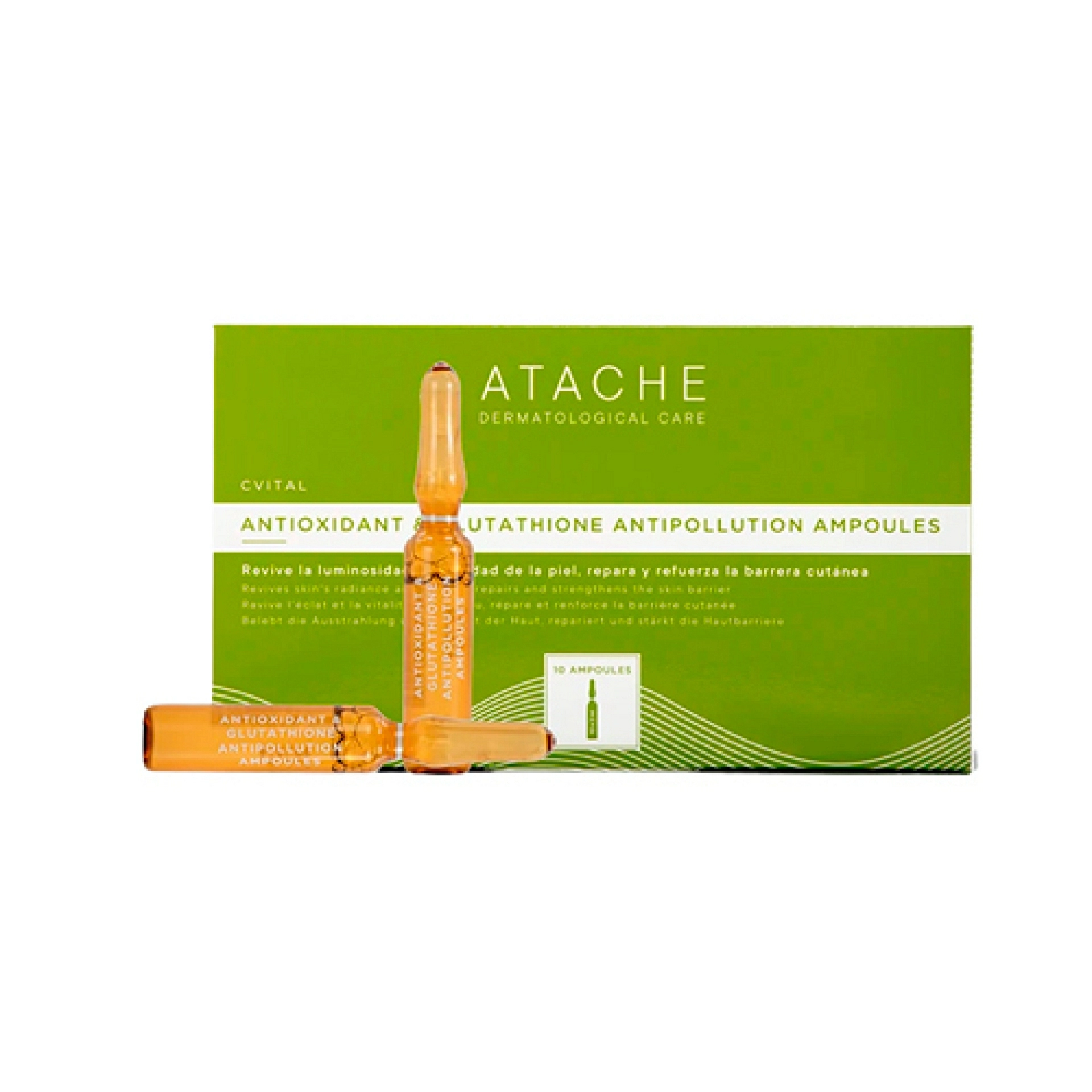Antioxidant & Glutathione Antipollution Ampoules | Ampollas iluminadoras y revitalizantes 10x2ml - CVital - Atache ®