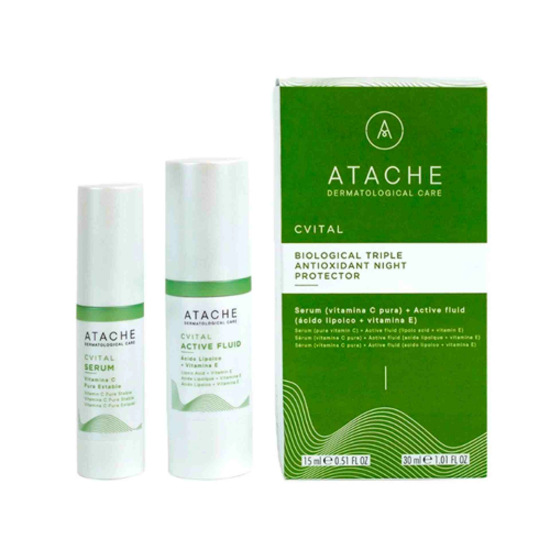 Biological Triple Antioxidant Night Protector | Serum 15 ml + Fluido 30 ml Antioxidantes - CVital - Atache ®