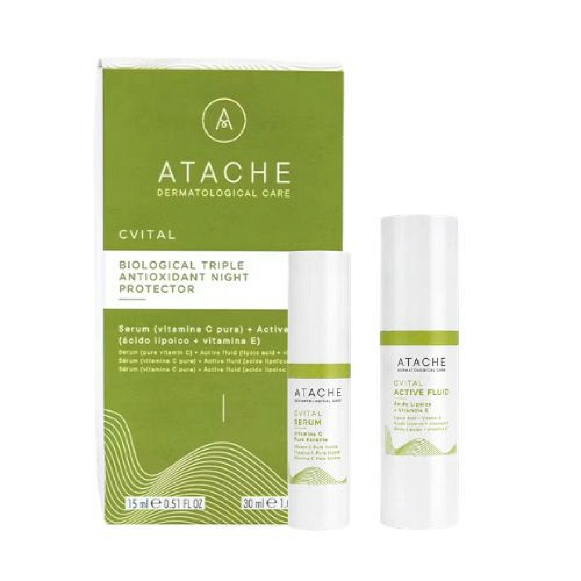 Biological Triple Antioxidant Night Protector | Serum 15 ml + Fluido 30 ml Antioxidantes - CVital - Atache ®