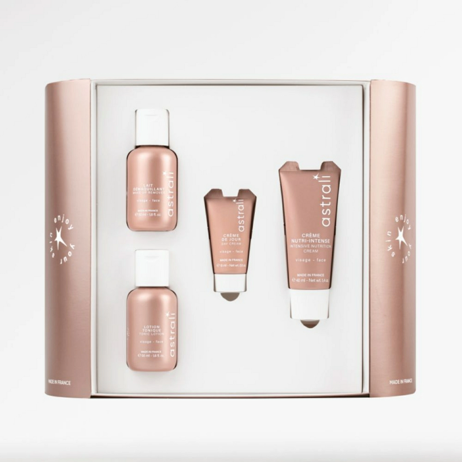 Coffret Visage Nutri Plus | Set facial nutritivo: Crema nutritiva intensa + Leche desmaquillante + Loción tónica + Crema de día - Astrali ®