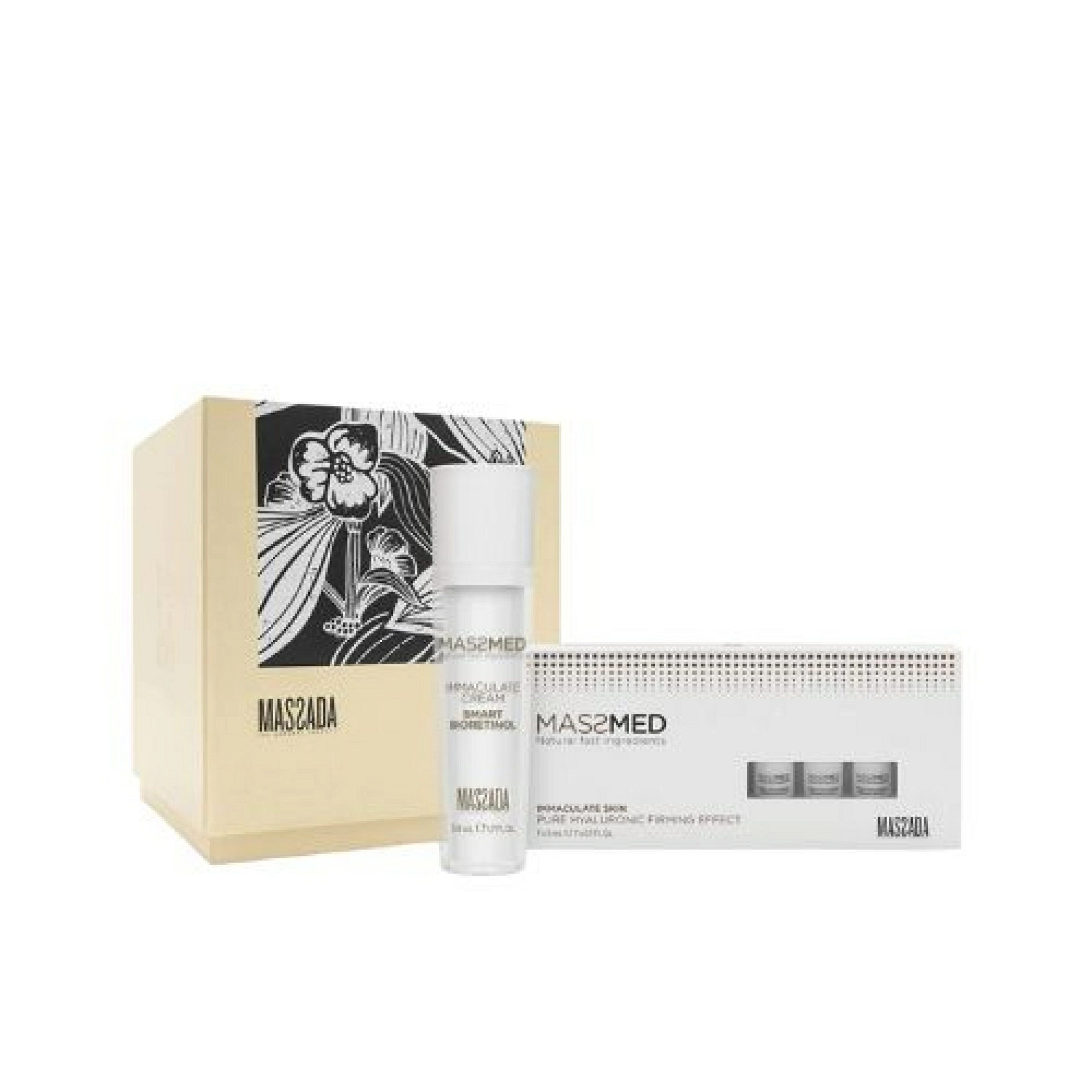 Cofre Navidad 2025 Massmed Immaculate Skin | Crema reafirmante 50 ml + Ampollas acido hialurónico 7 uds