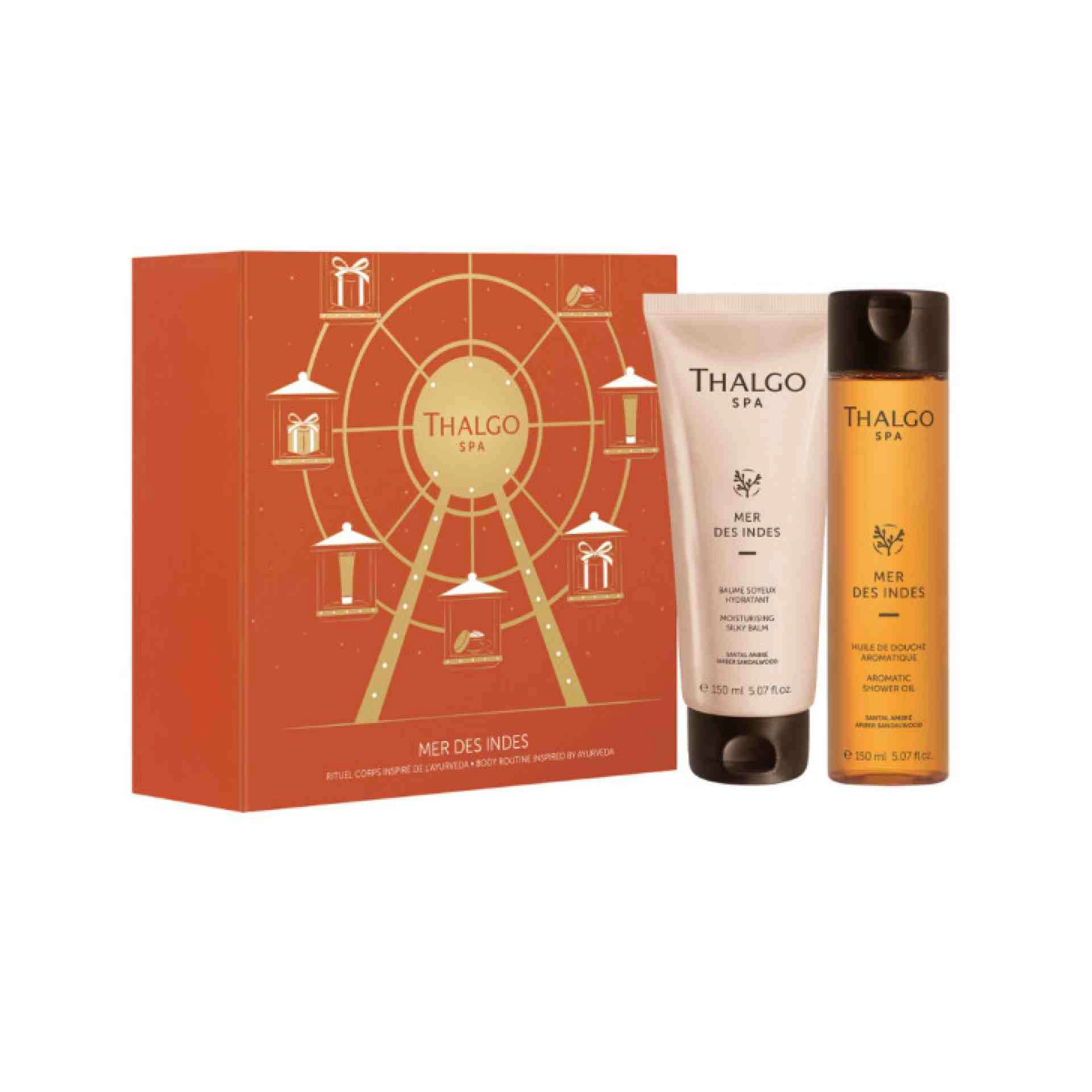 Cofre Navidad: RITUAL CORPS | Ayurvédico | Baume Soyeux Hydratant tubo 150 ml + Huile de Douche 150 ml - Mer Des Indes -Thalgo ®