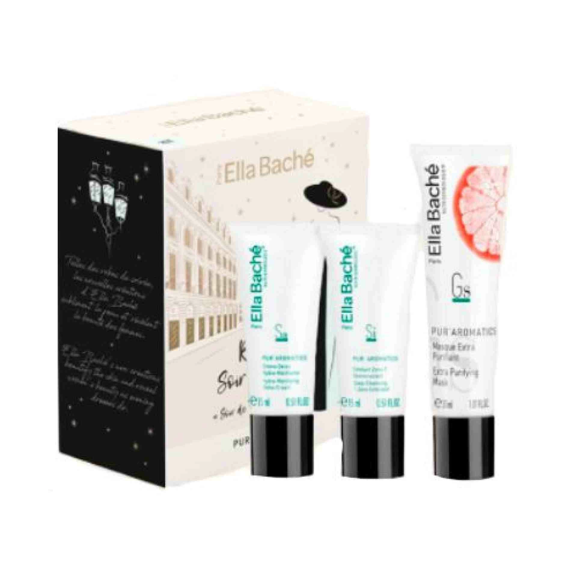 Cofre Pureza: Mascarilla purificante 30ml + Crema hidratante 15ml + Exfoliante T 15ml | Ella Baché ®