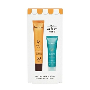 Duo Solaire Riviera Sun | Fluido Solar Facial Antiedad SPF50 + Leche Corporal Post Solar – Thalgo ®