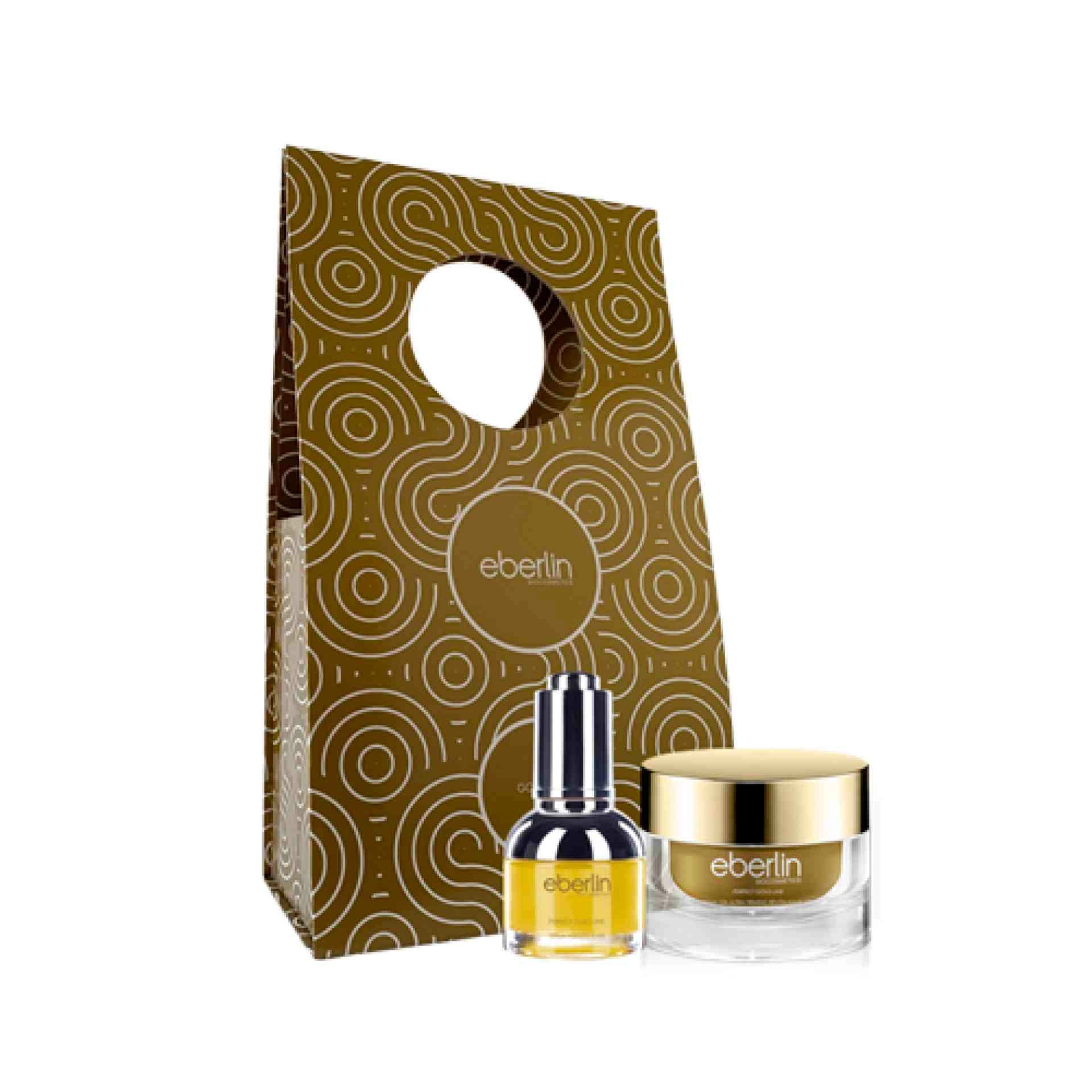 Estuche Perfect Gold Día | Crema Ageless Ultrafirming Día 50ml + Sérum Ageless Elixir 30ml - Línea Gold - Eberlin ®