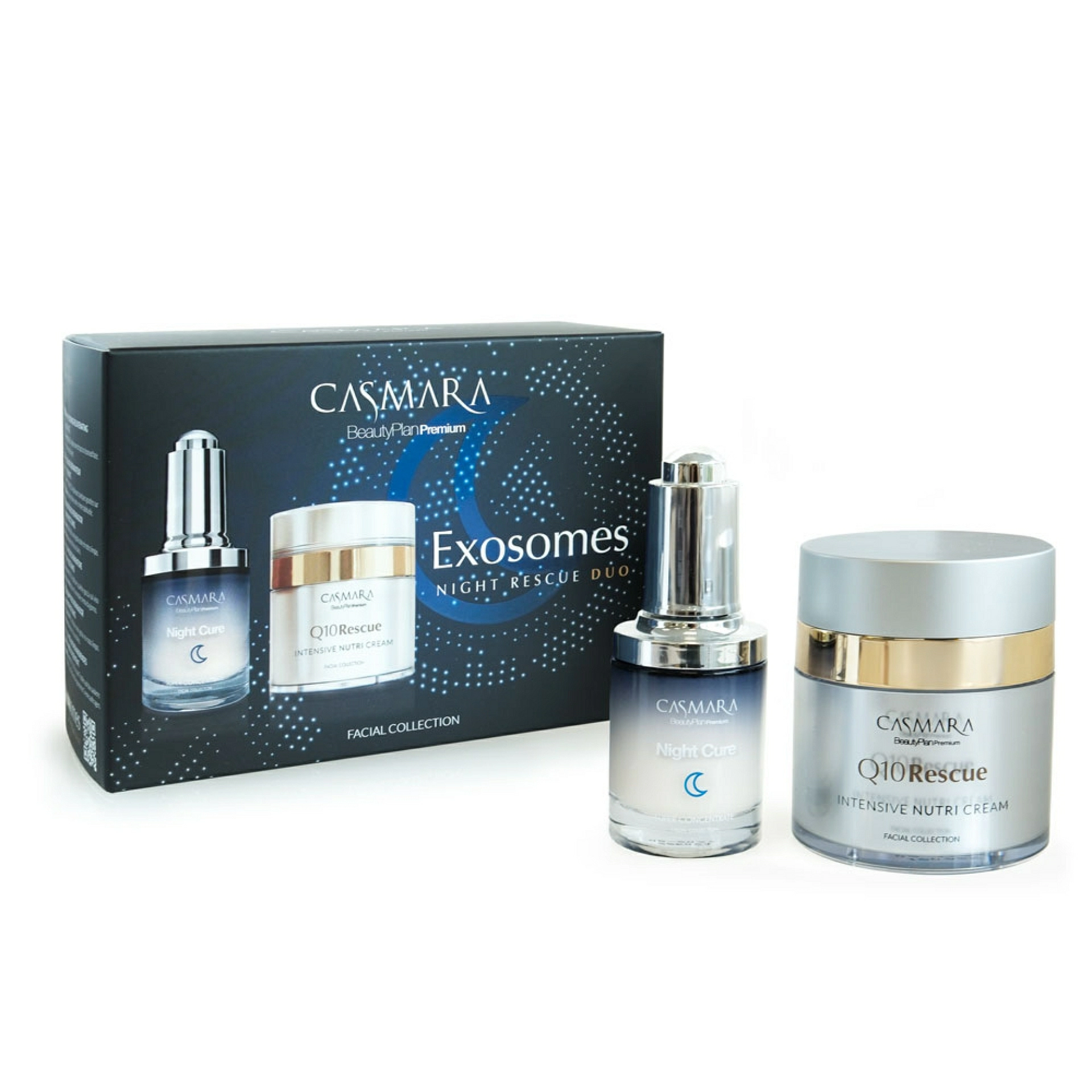 Exosome Night Rescue Duo | Night Cure 30ml + Q10 Rescue Intensive Nutri Cream 50ml - Casmara ®