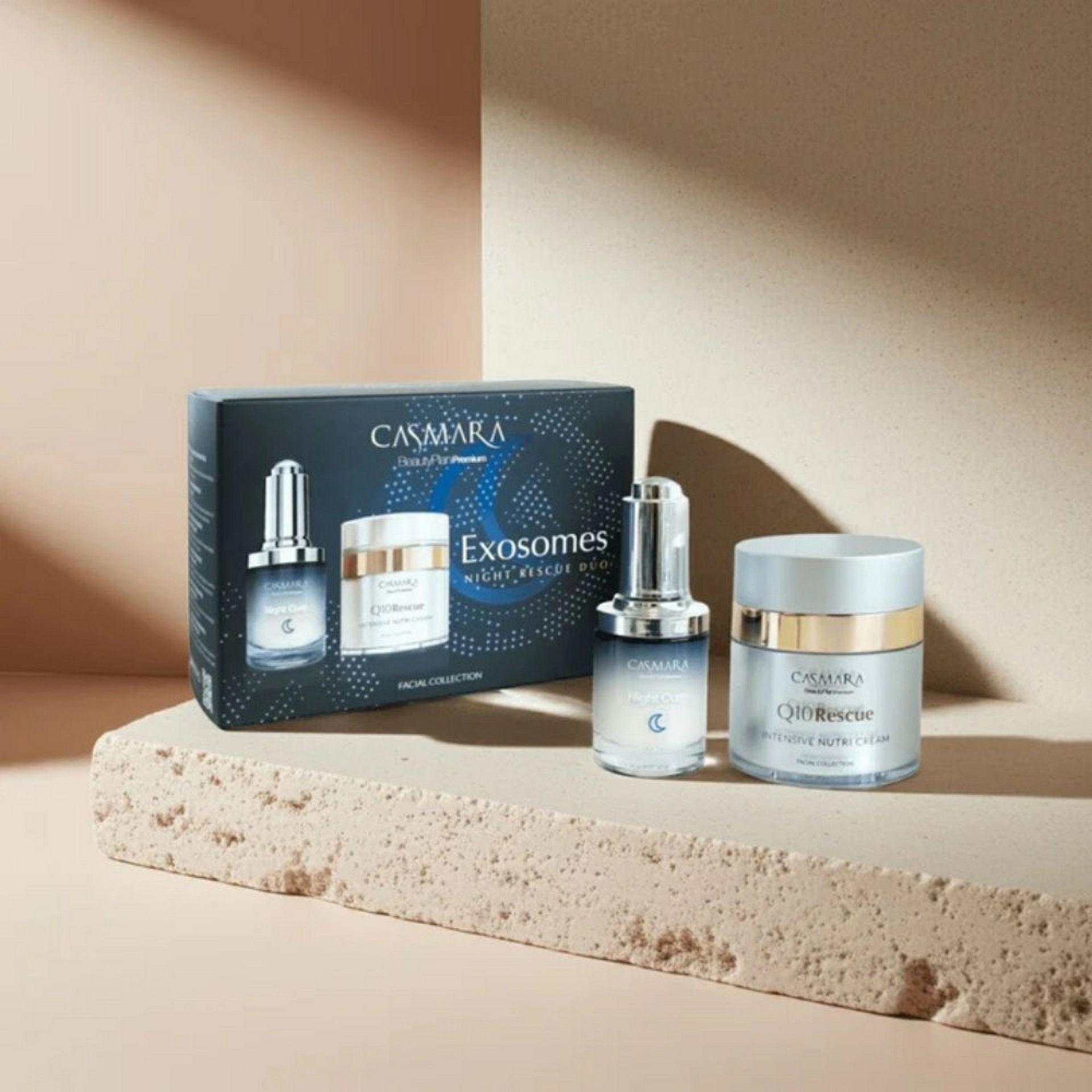 Exosome Night Rescue Duo | Night Cure 30ml + Q10 Rescue Intensive Nutri Cream 50ml - Casmara ®