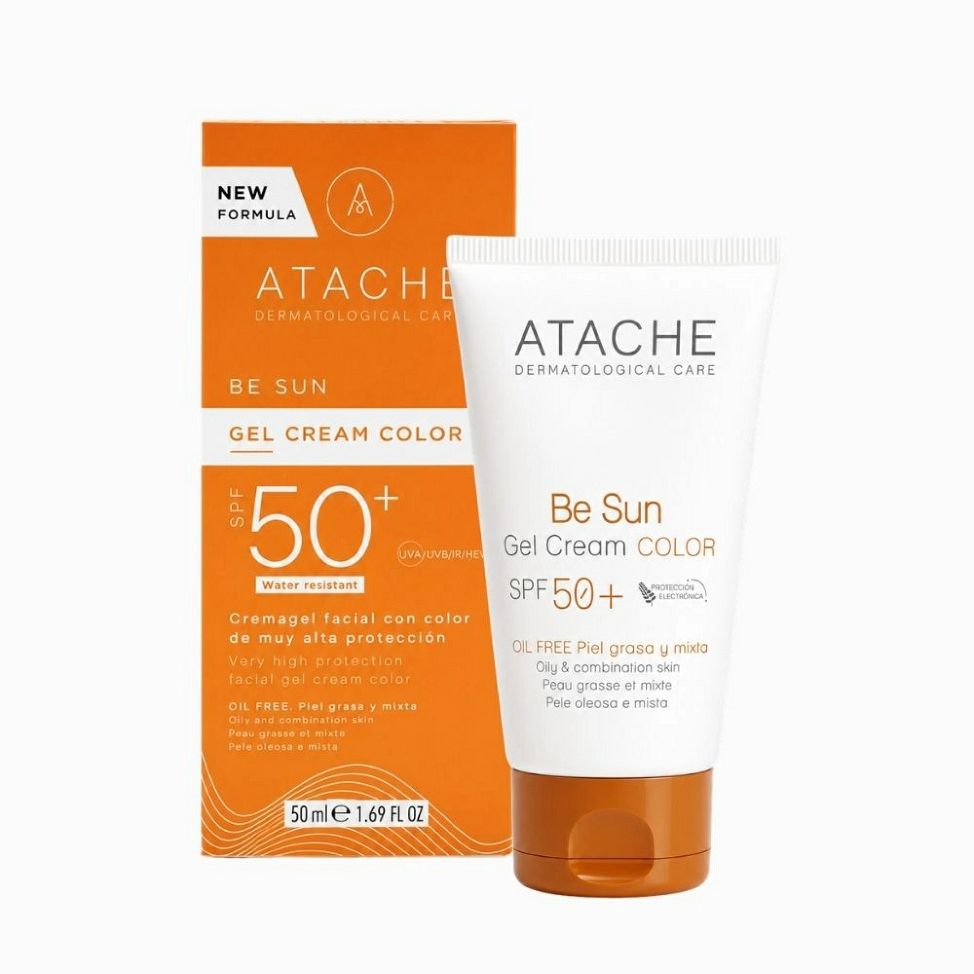 Gel Cream Color SPF 50+ | Protector solar piel grasa y mixta 50ml - Be Sun - Atache ®