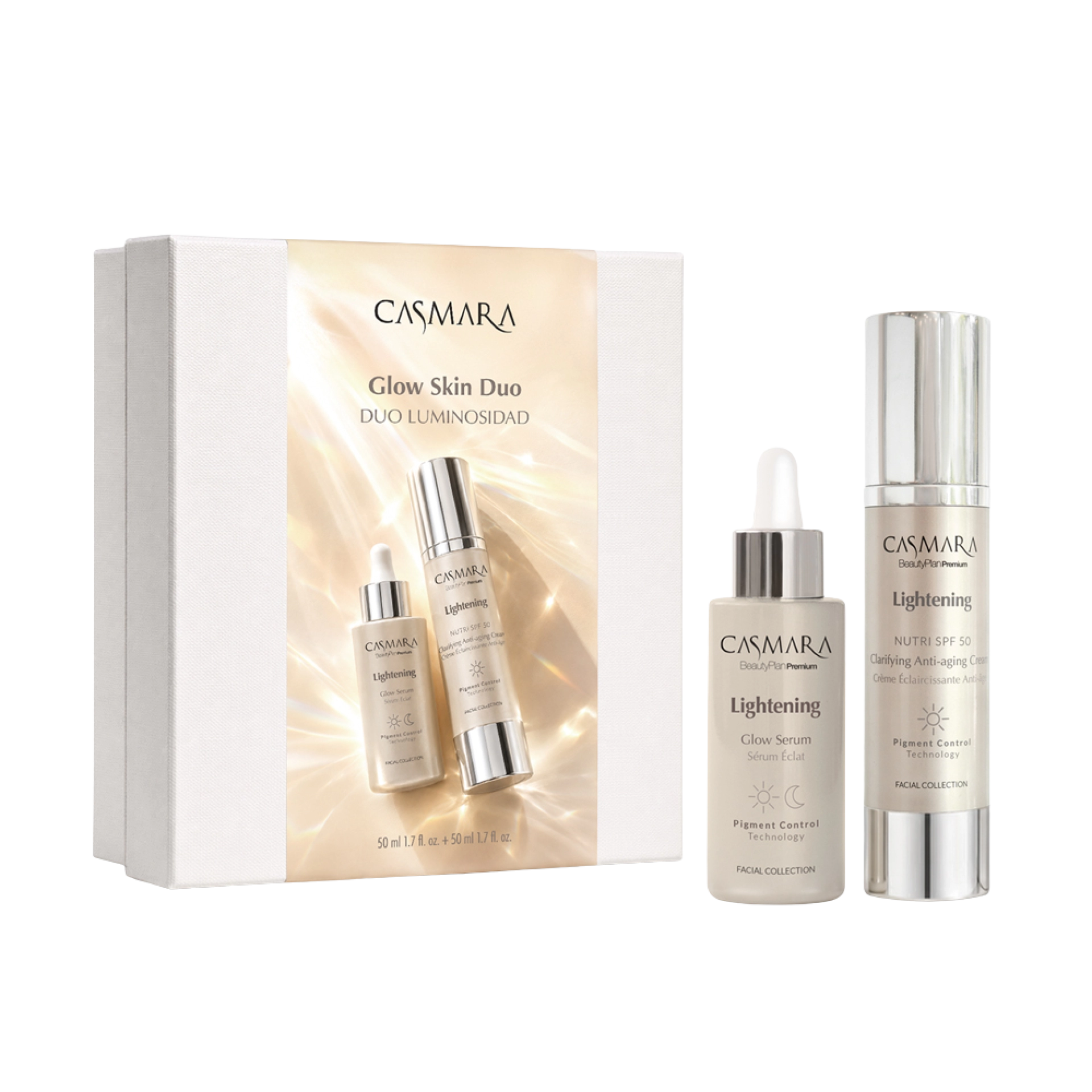 Glow Skin Duo | Glow Serum 50ml + Clarifying Anti-aging Cream 50ml - Lightening - Casmara®