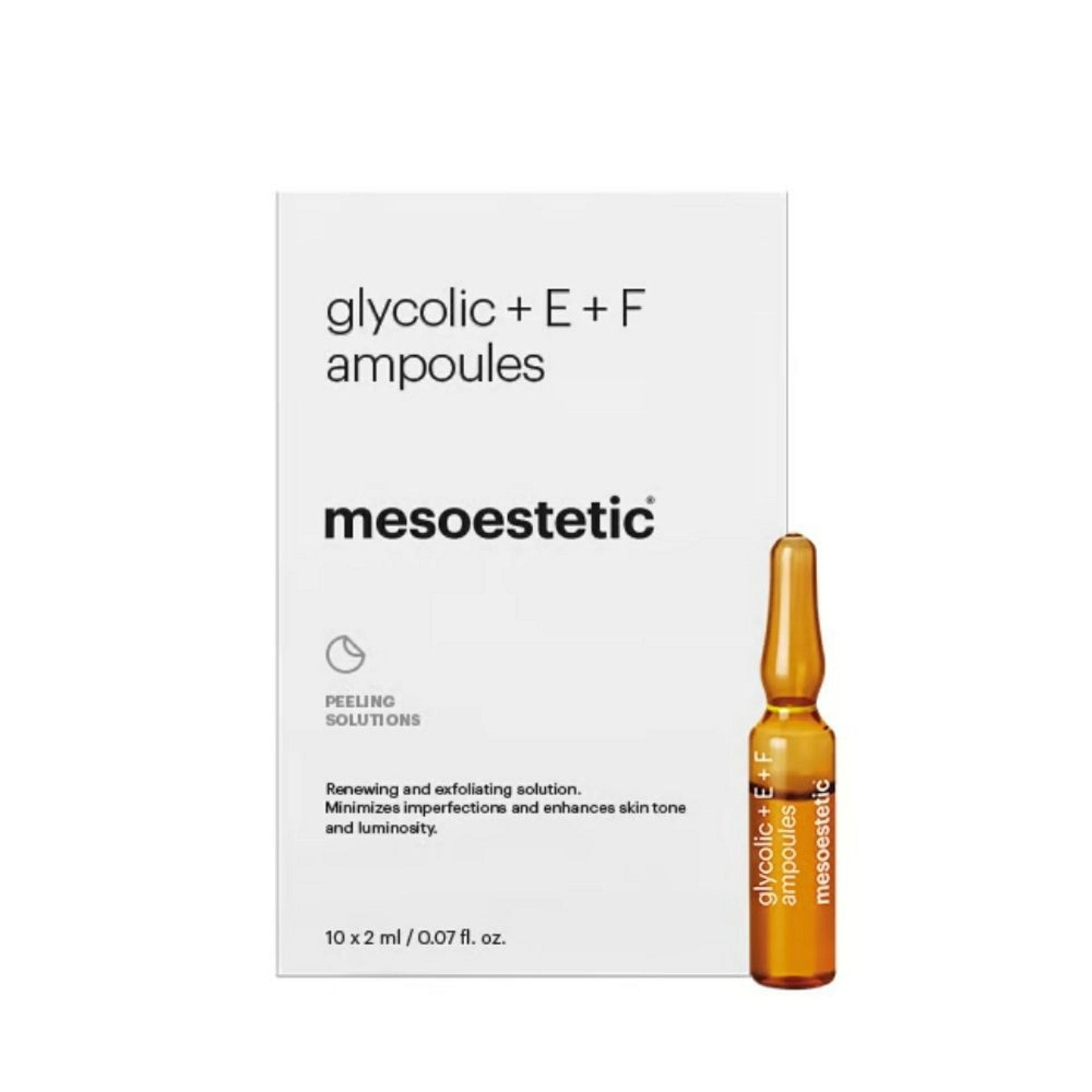 Glycolic + E + F Ampoules | Ampollas Exfoliantes 10x2ml - Peeling Solutions - Mesoestetic ®