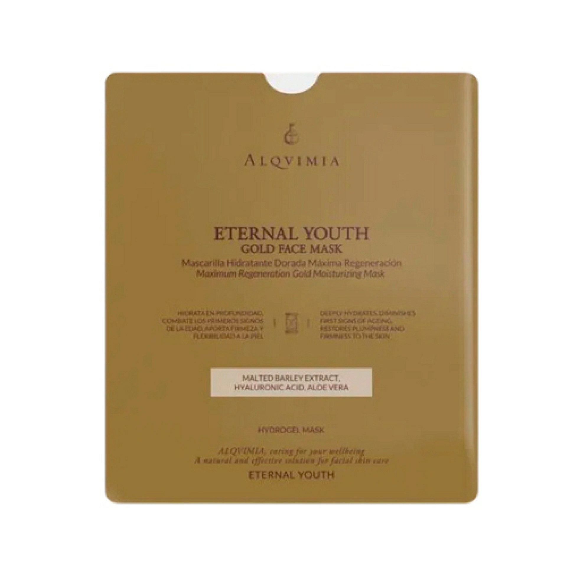 Gold Face Mask | Mascarilla facial con ácido hialurónico y oro 1ud - Eternal Youth - Alqvimia ®