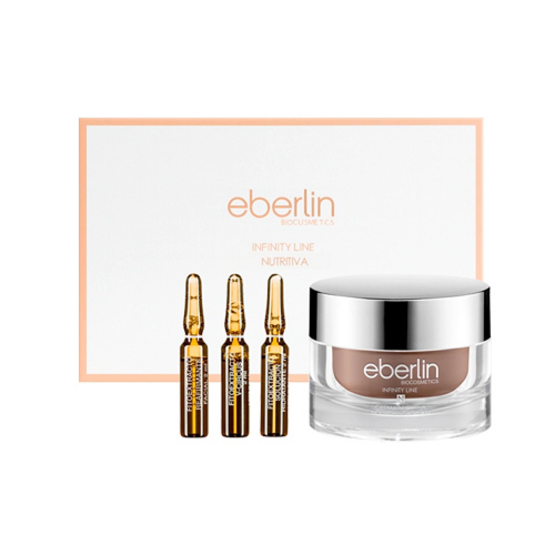 Kit Infinity Nutrición | Crema Nutritiva 50ml + 3 Ampollas x 2ml (hidratante, reafirmante y circus) - Infinity Line - Eberlin ®