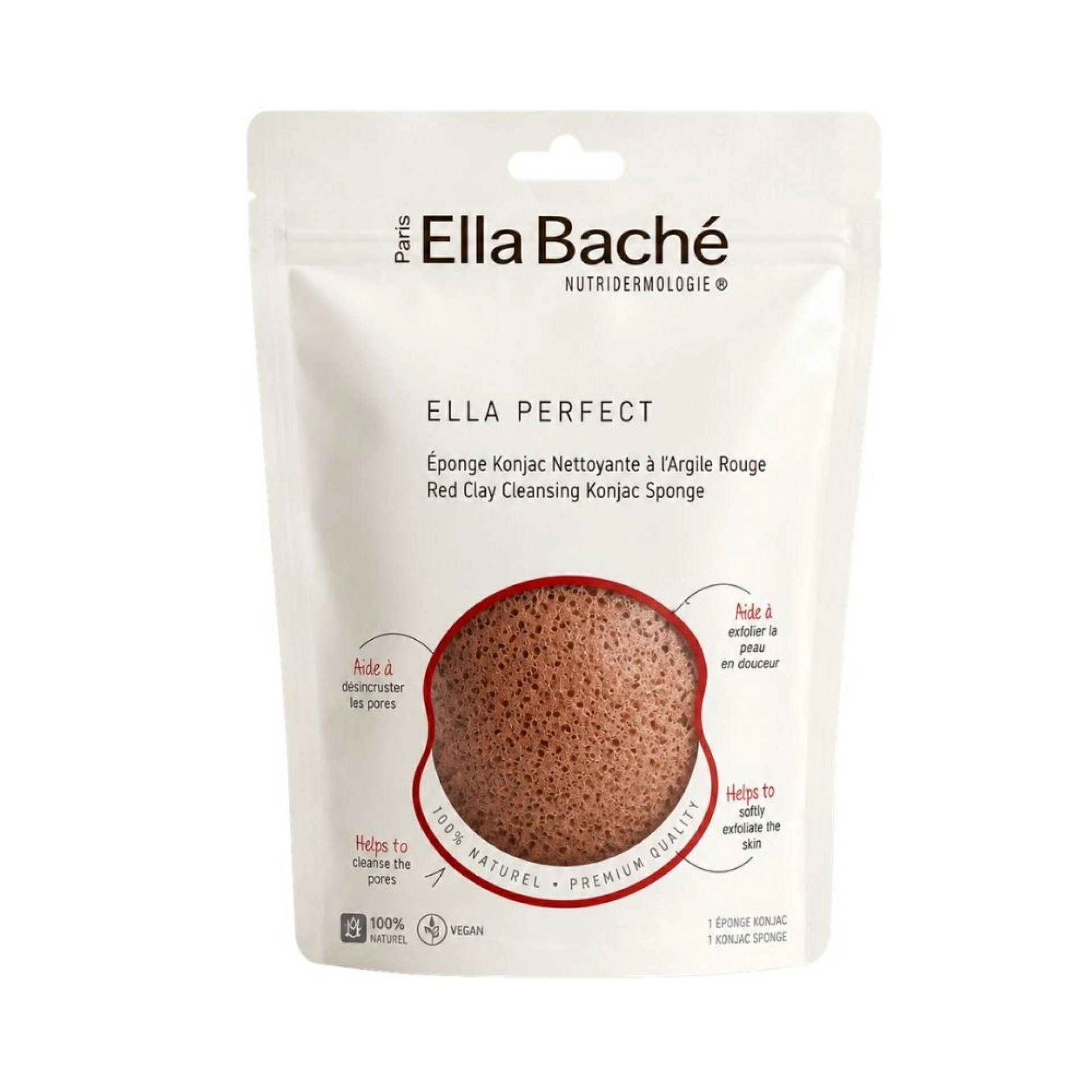 Konjac | Esponja arcilla roja 1 ud - Ella Baché ®