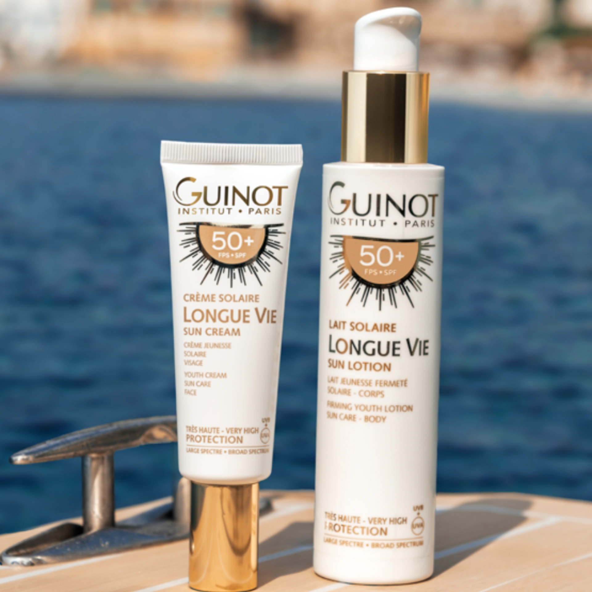 Lait Solaire Longue Vie Fps 50+ | Loción solar de larga duración SPF 50+ 150ml - Guinot ®