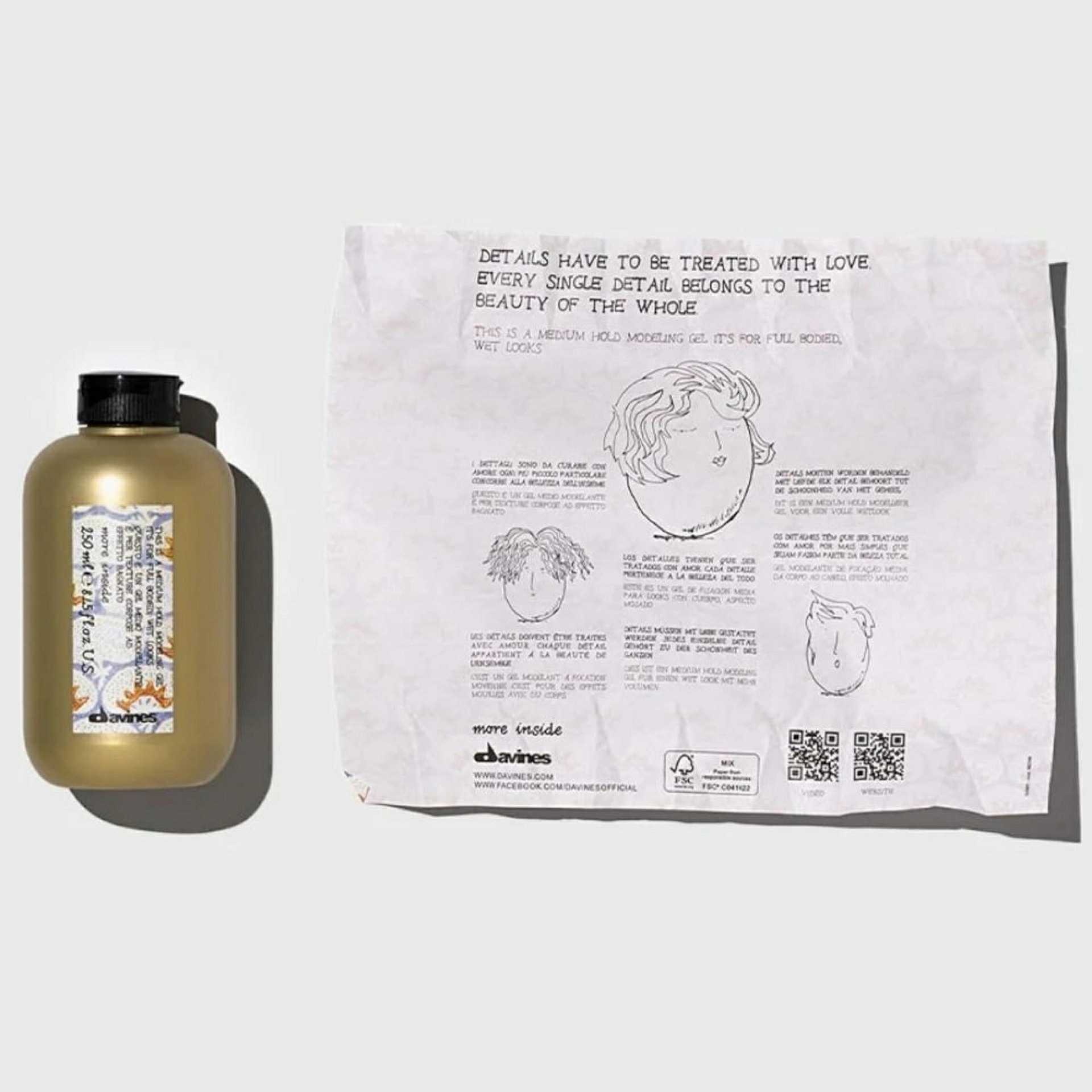 MI MEDIUM HOLD MODELLING GEL | Gel hidratante de fijación media 250 ml - More Inside - Davines ®