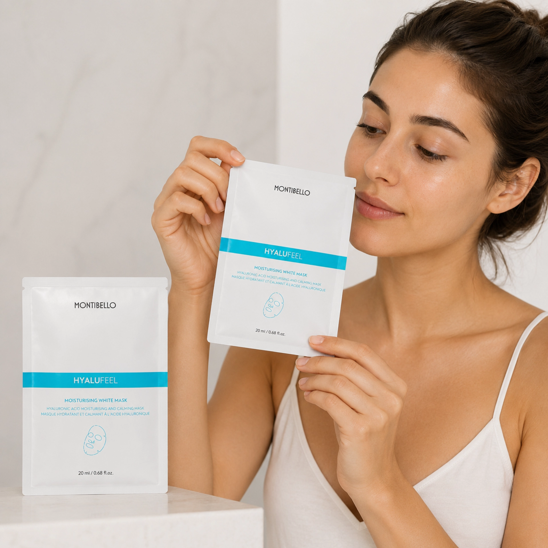 Moisturising white mask | Mascarilla ultrahidratante 1x20ml - Hyalu Feel - Montibello ®