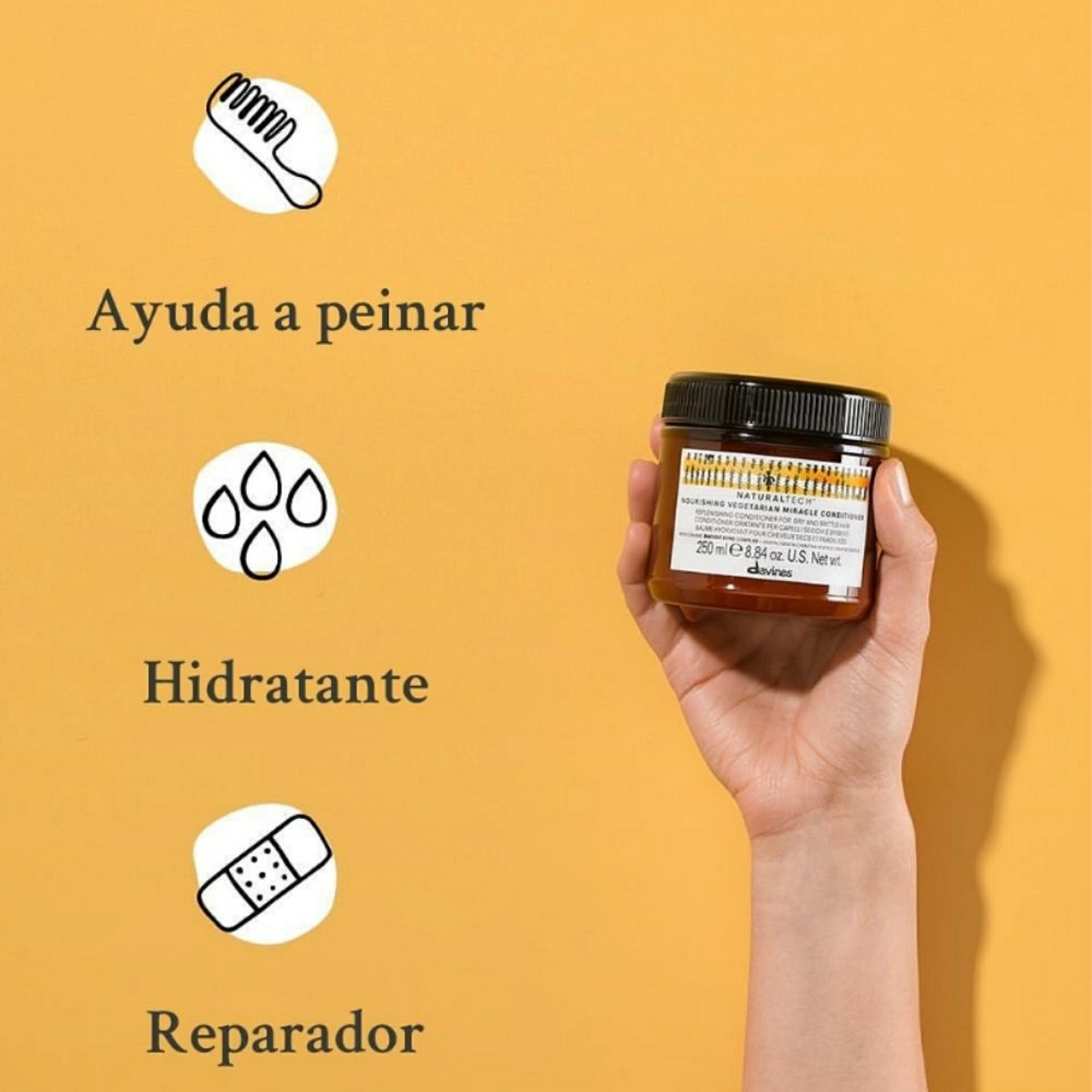 NOURISHING VEGETARIAN MIRACLE CONDITIONER | Acondicionador cabellos secos y dañados - Naturaltech - Davines ®