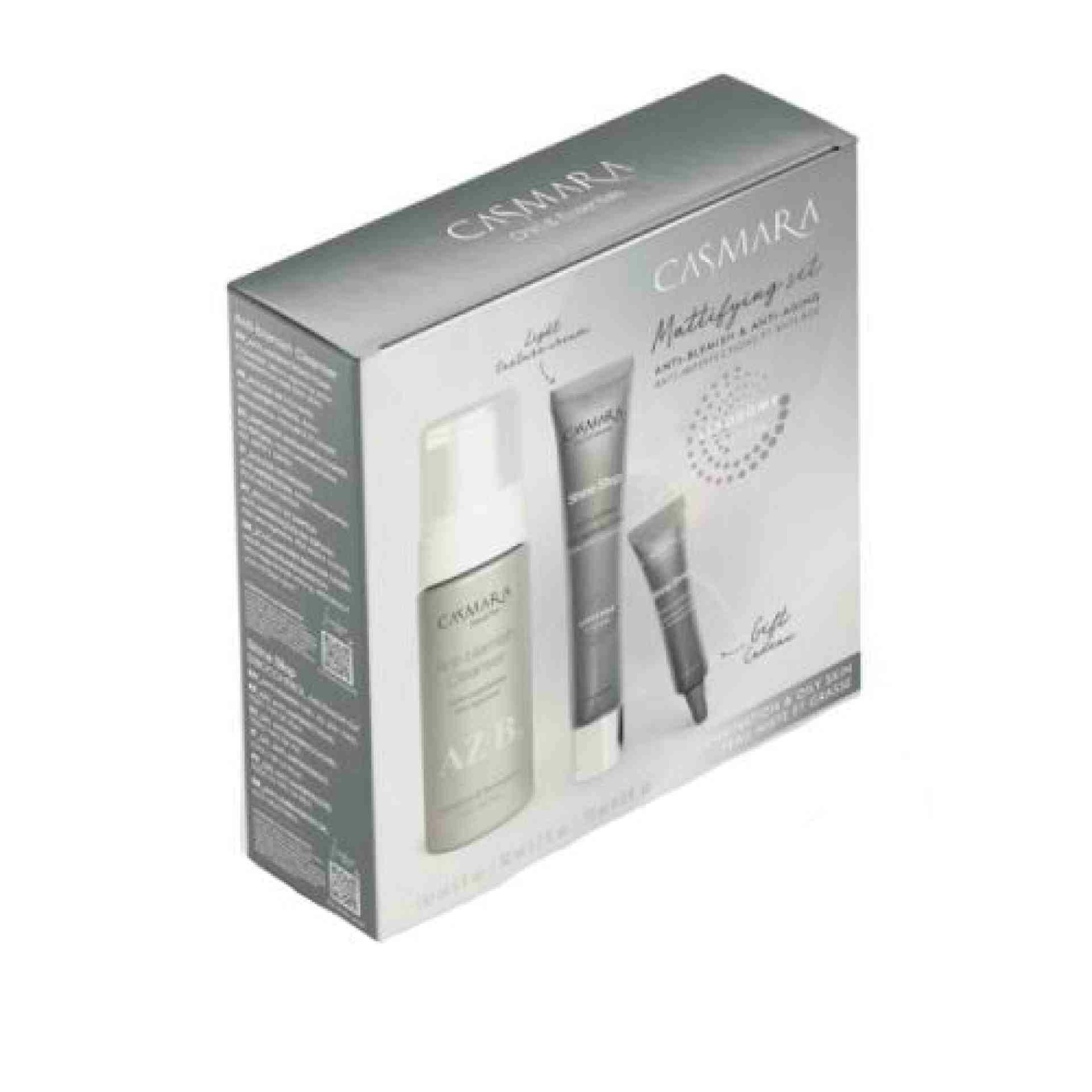 Pack antiedad y matificante - Mattifying set Anti-aging | Limpiador 150ml + Crema 50ml + Gel imperfecciones 10ml - Casmara ®