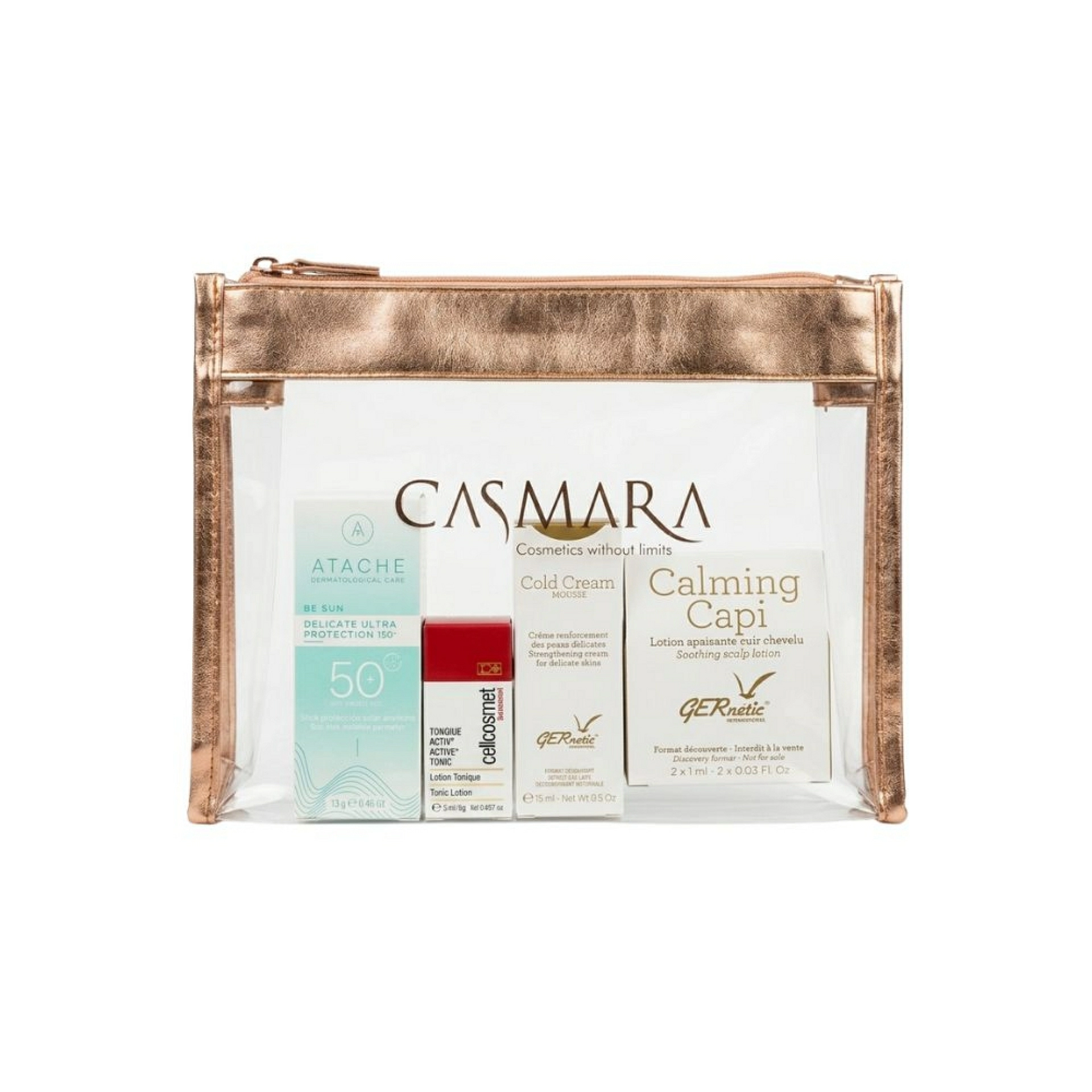 Pack Descubrimiento Piel Sensible: Delicate Ultra Protection SPF50+ 13g + Tonique Actif 5ml + Cold Cream Mousse 15ml + Calming Capi 2x1ml + neceser