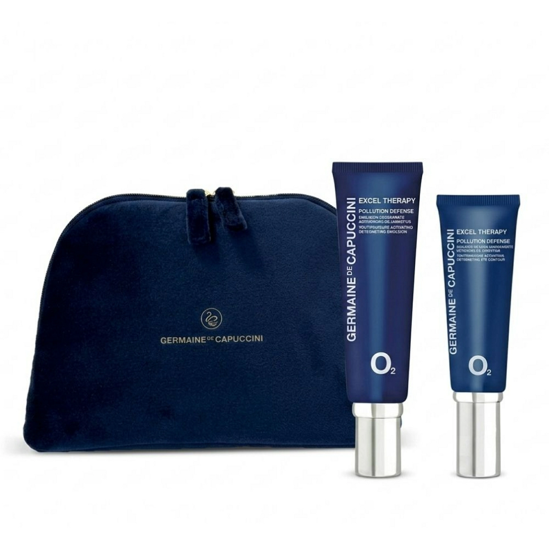 Pack Excel Therapy O2 Pollution Defense | Crema o Emulsión Oxigenante 50ml + Contorno de Ojos 15ml + neceser de regalo - Germaine de Capuccini ®