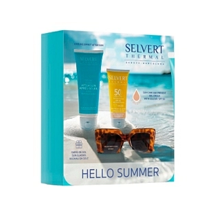 Pack Hello Summer | Cooling Effect After Sun 150ml + Sun Care Age Prevent Gel-Cream SPF50 con color o sin color 50ml + gafas de regalo - Selvert Thermal ®