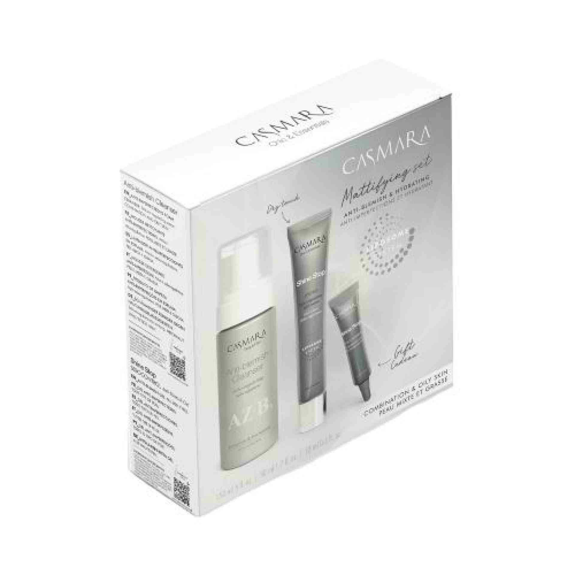 Pack hidratante y matificante - Mattifying set Hydro | Limpiador 150ml + Gel-crema hidratante 50ml + Gel imperfecciones 10ml - Casmara ®