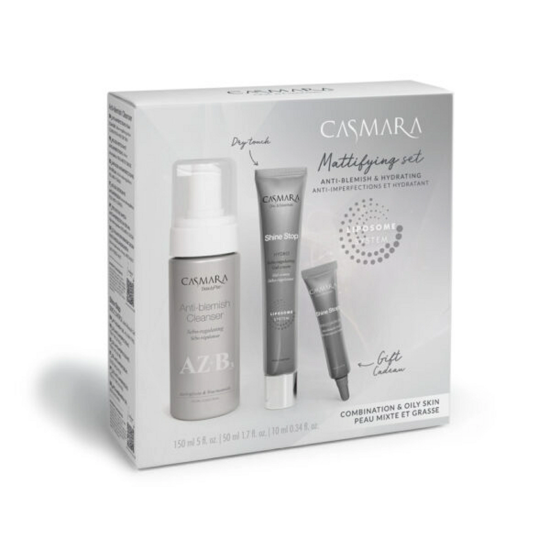 Pack hidratante y matificante - Mattifying set Hydro | Limpiador 150ml + Gel-crema hidratante 50ml + Gel imperfecciones 10ml - Casmara ®