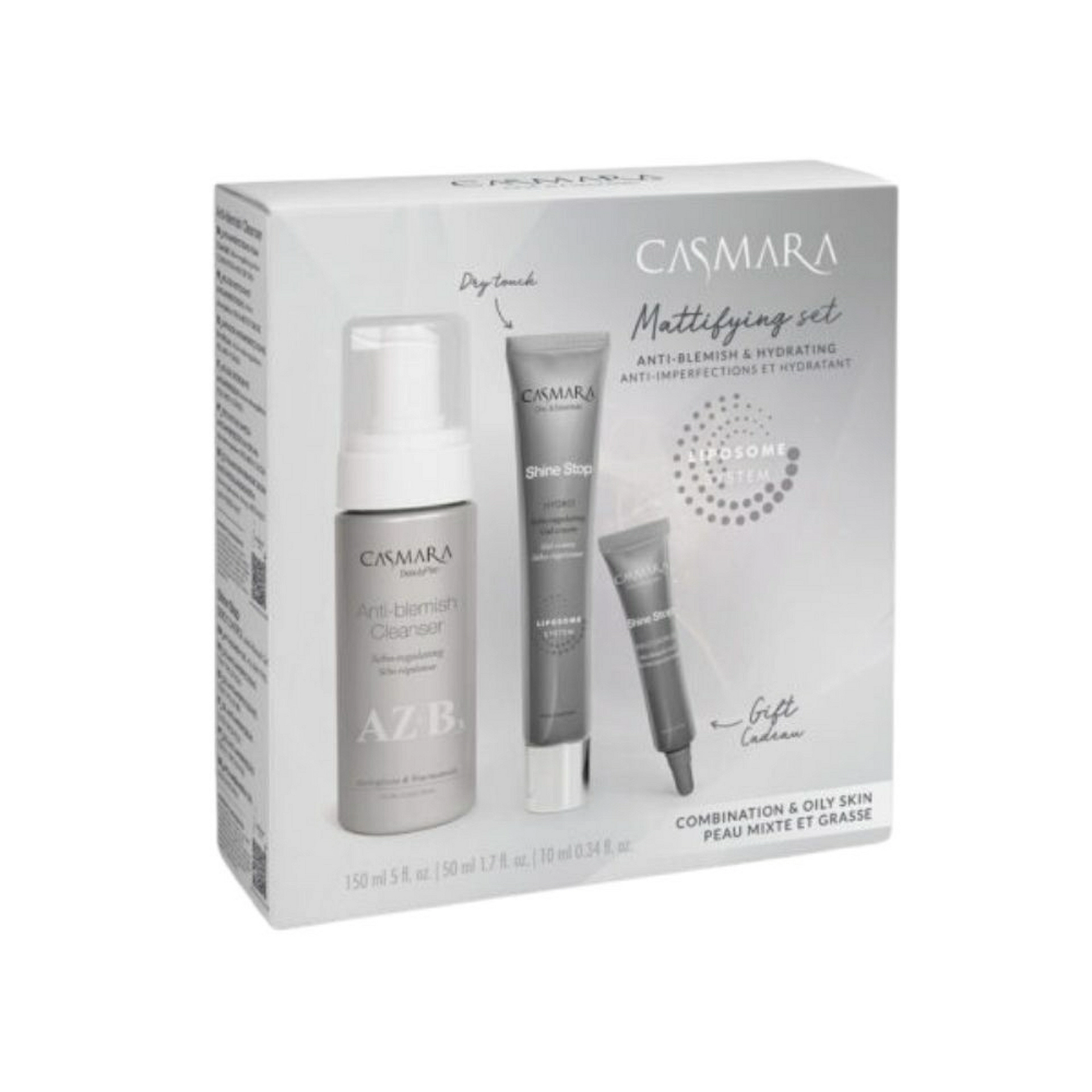 Pack hidratante y matificante - Mattifying set Hydro | Limpiador 150ml + Gel-crema hidratante 50ml + Gel imperfecciones 10ml - Casmara ®