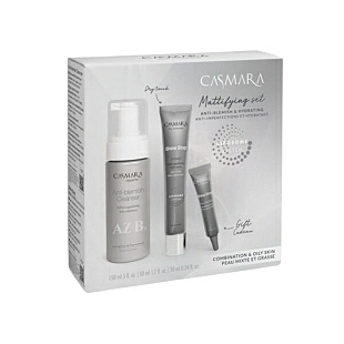 Pack hidratante y matificante - Mattifying set Hydro | Limpiador 150ml + Gel-crema hidratante 50ml + Gel imperfecciones 10ml - Casmara ®
