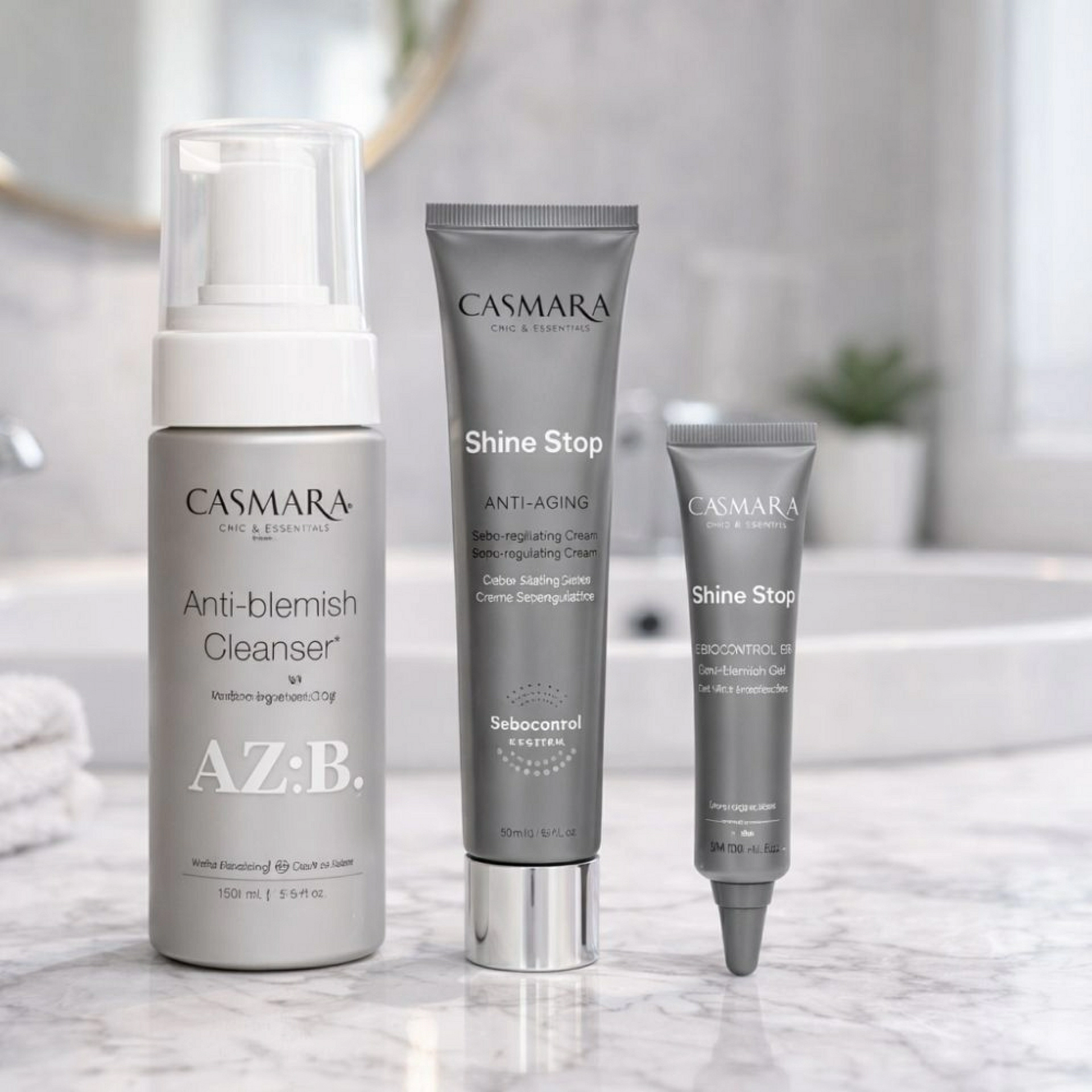 Pack hidratante y matificante - Mattifying set Hydro | Limpiador 150ml + Gel-crema hidratante 50ml + Gel imperfecciones 10ml - Casmara ®