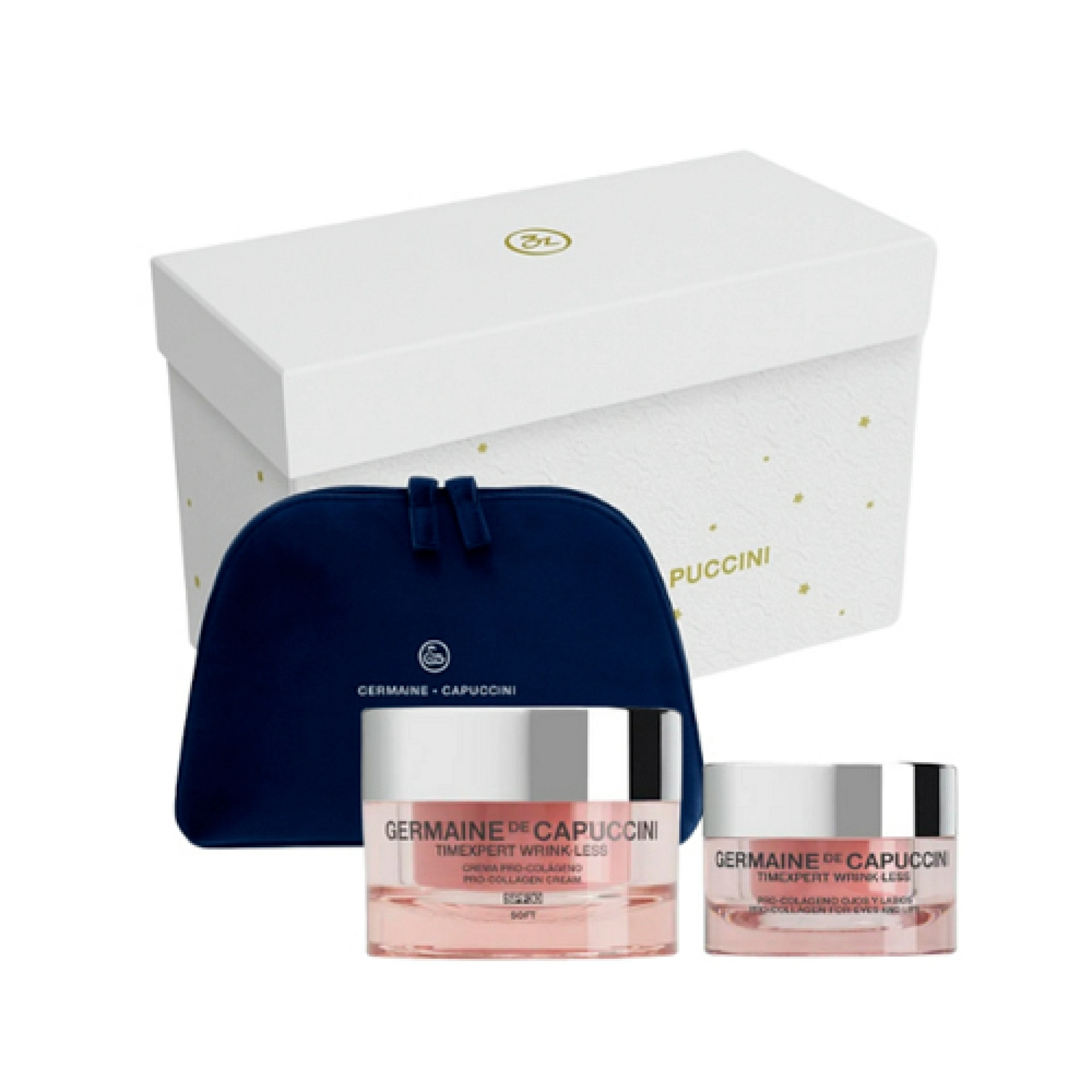 Pack Navidad Timexpert Wrink·Less: Crema Día Pro-Colágeno Soft o Rich SPF30 50ml + Pro-Colágeno Ojos y Labios 15ml + neceser de regalo - Germaine de Capuccini ®