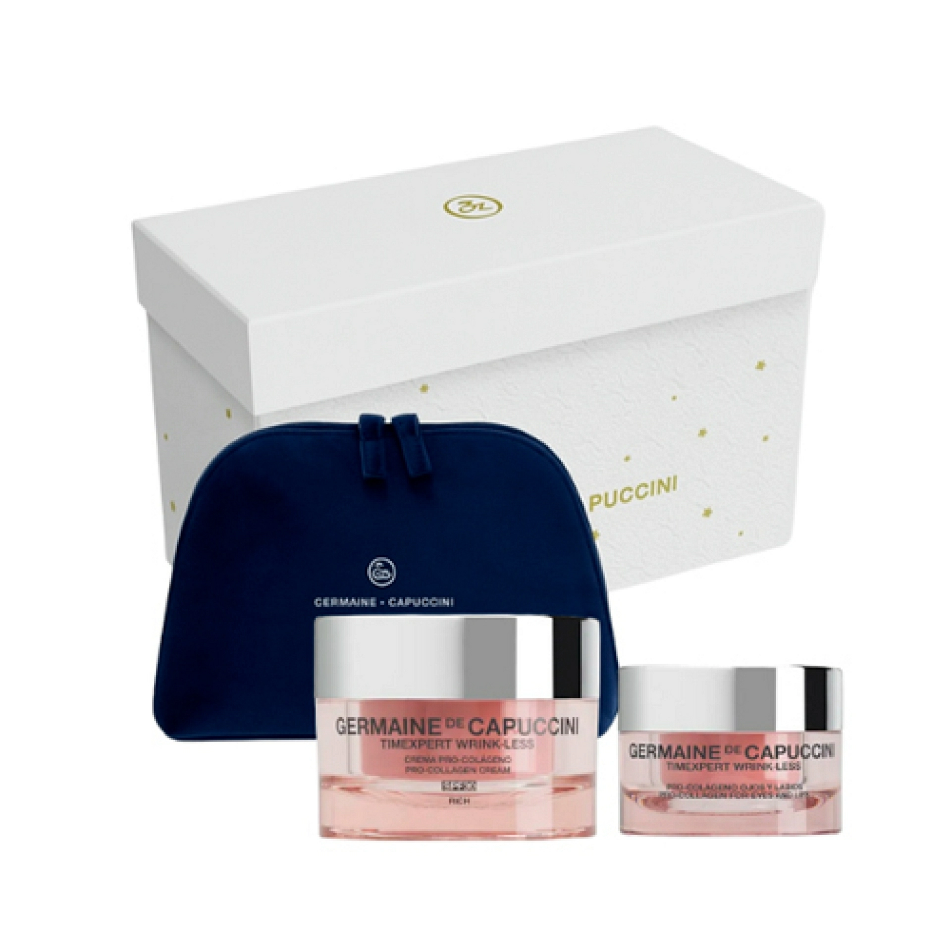 Pack Navidad Timexpert Wrink·Less: Crema Día Pro-Colágeno Soft o Rich SPF30 50ml + Pro-Colágeno Ojos y Labios 15ml + neceser de regalo - Germaine de Capuccini ®