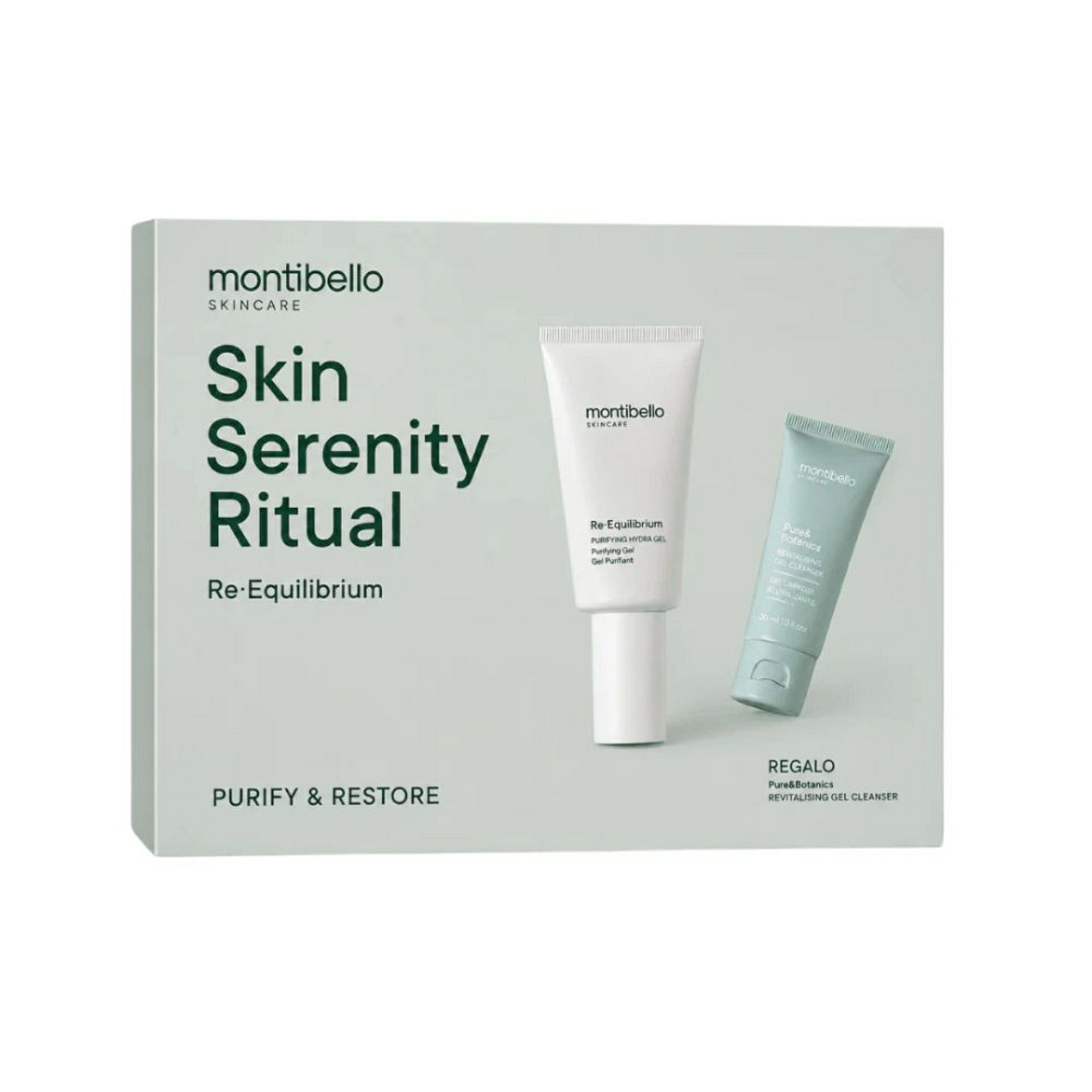Pack Purify & Restore | Re-Equilibrium Gel para pieles grasas y acneicas 50 ml + 20 ml - Montibello®