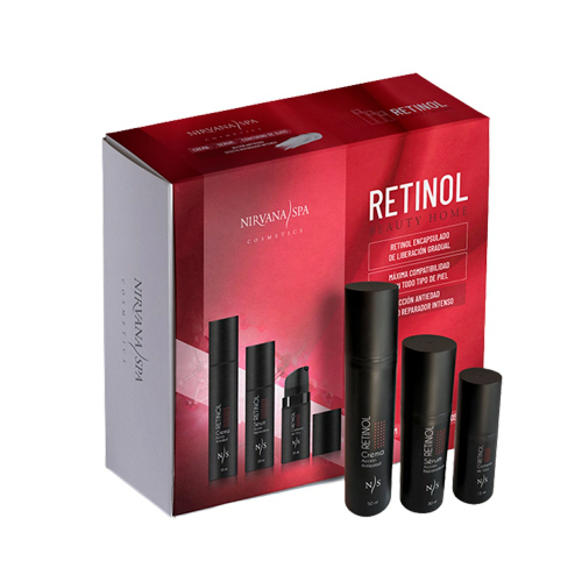 Pack Retinol | Crema Retinol 50ml + Serum Retinol 30ml + Contorno de Ojos Retinol 15ml - Beauty Home - Nirvana Spa ®
