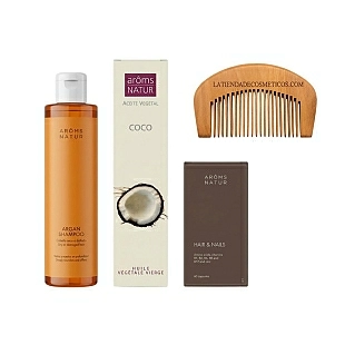 Pack Revitalización Capilar | Cabello & Uñas 60 Cápsulas + Champú de Argán 200 ml + Aceite de Coco 100 ml - Arôms Natur