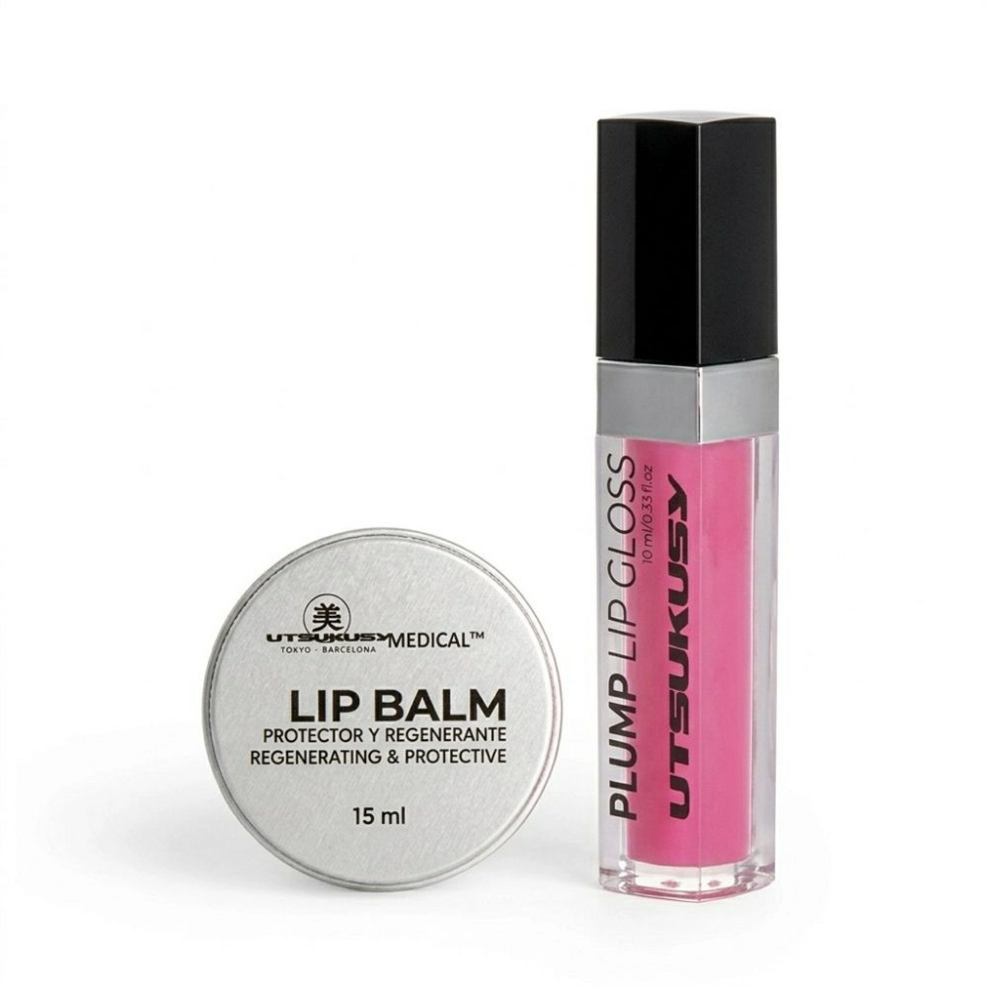 Plump Lip Set | Bálsamo Labial Reparador 15 ml + Gloss Voluminizador 10 ml - Utsukusy ®