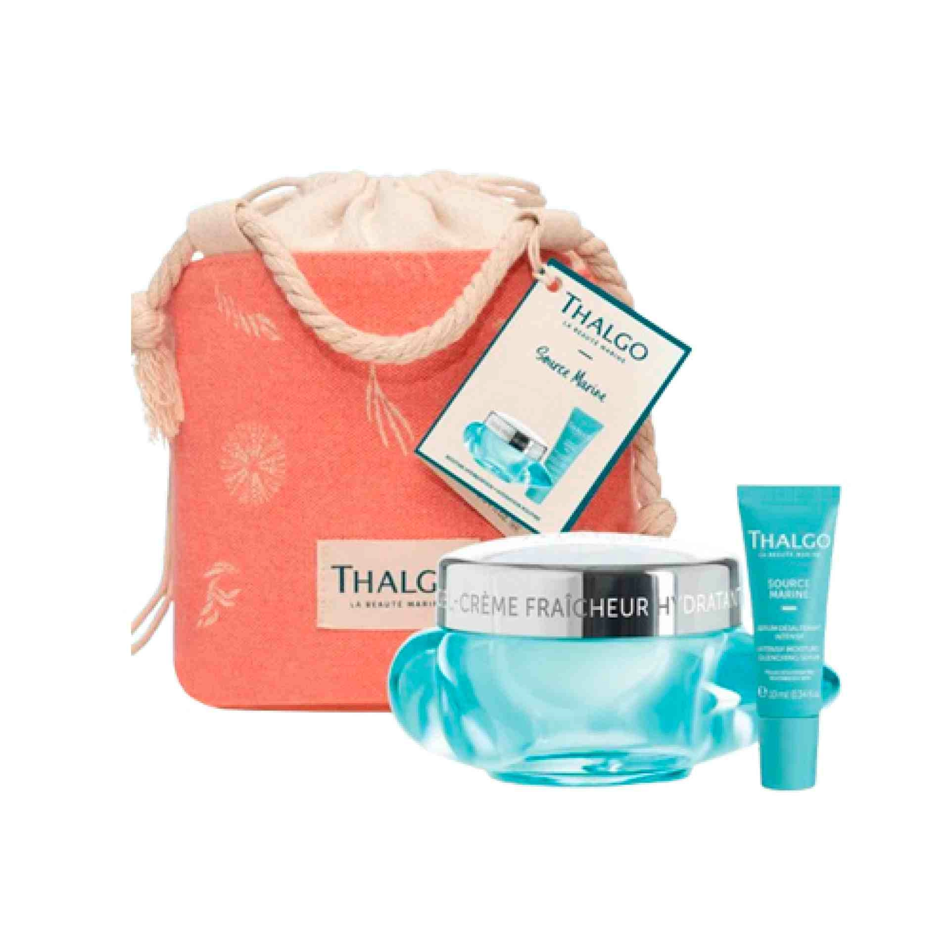 Pochon Source Marine | Gel-Crème Fraicheur Hydratant 50ml + Sérum Désaltérant Intensif 10ml + bolso de regalo - Thalgo ®