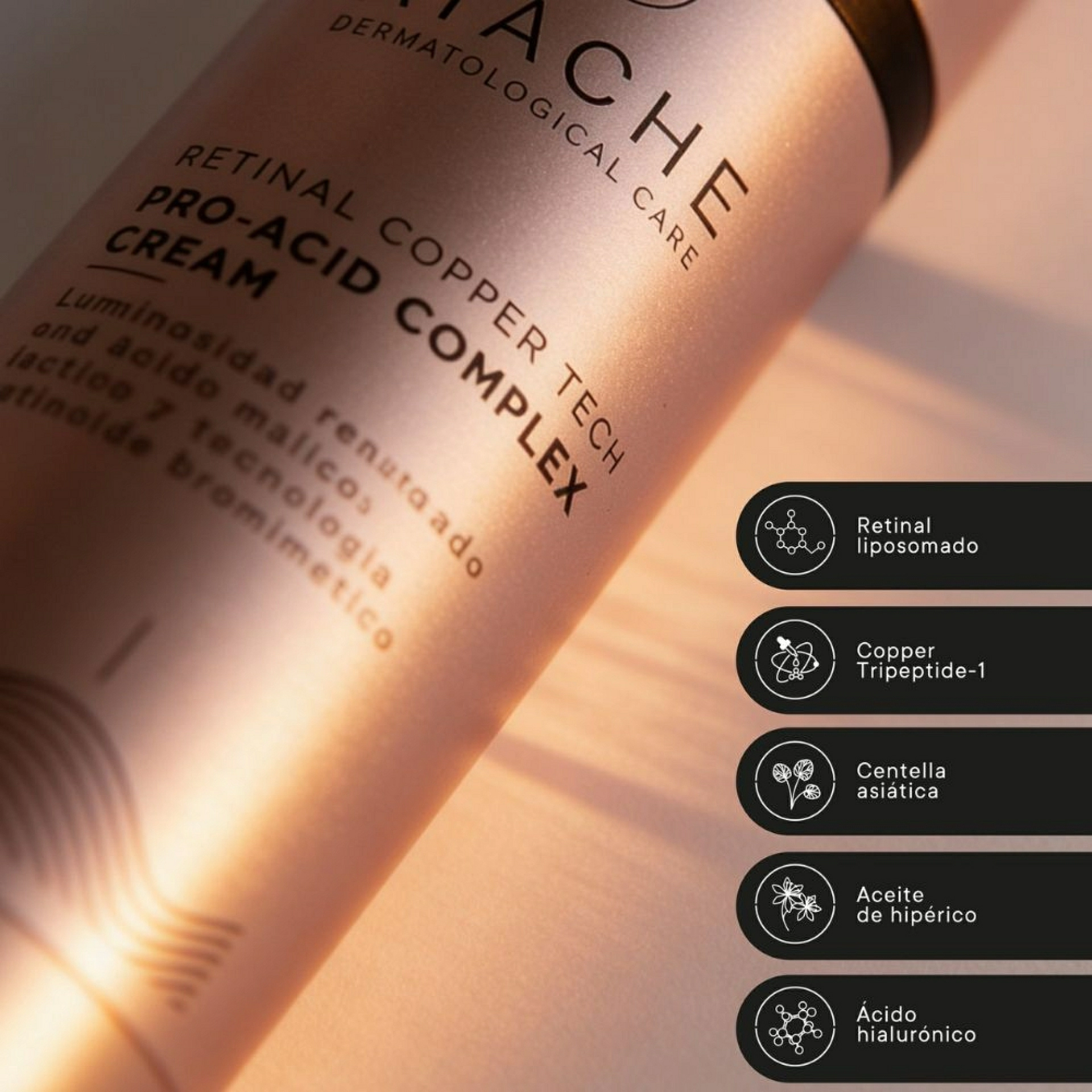 Pro-Acid Complex Cream 50ml | Crema nocturna renovadora y antiedad progresiva - Retinal Copper Tech - Atache ®