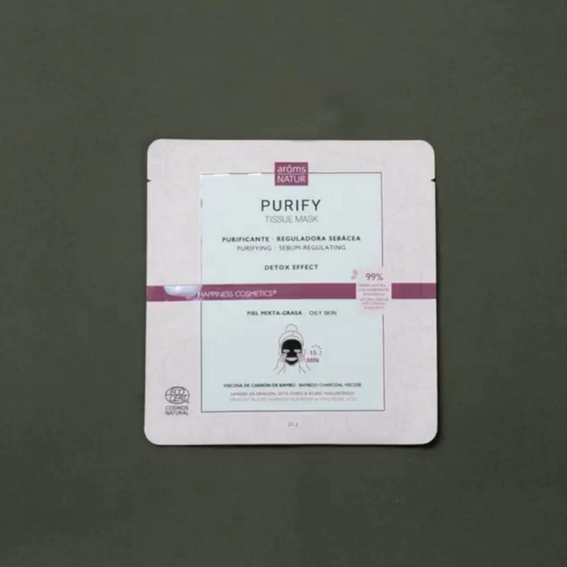 Purify Tissue Mask | Mascarilla purificante 1ud - Happiness Detox - Arôms Natur ®