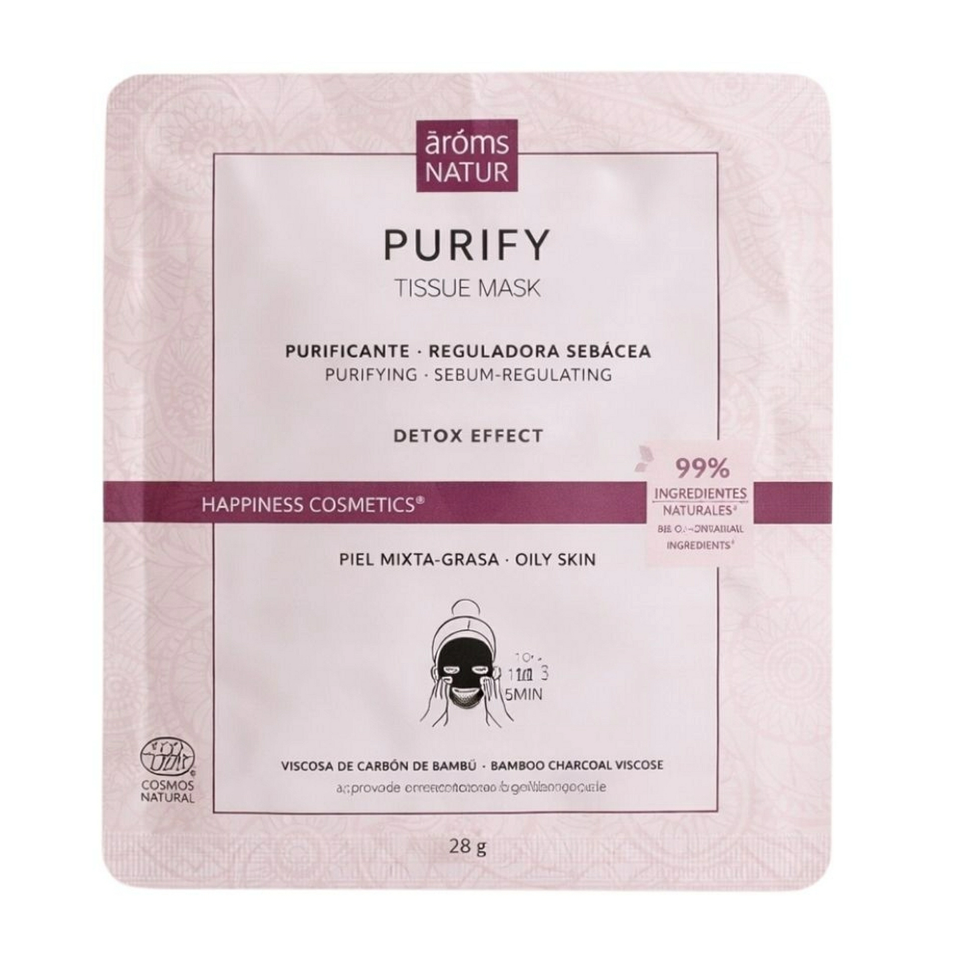 Purify Tissue Mask | Mascarilla purificante 1ud - Happiness Detox - Arôms Natur ®