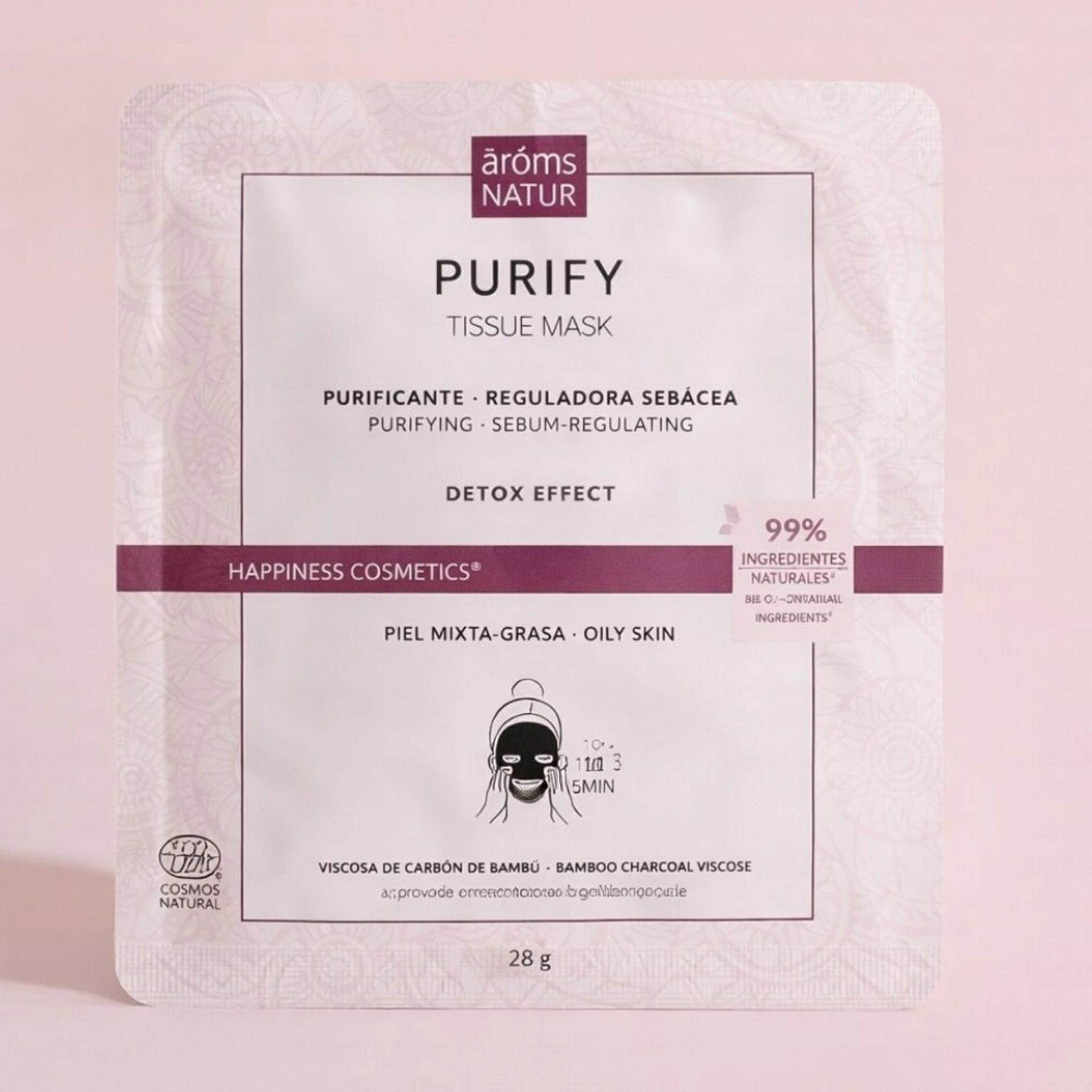 Purify Tissue Mask | Mascarilla purificante 1ud - Happiness Detox - Arôms Natur ®
