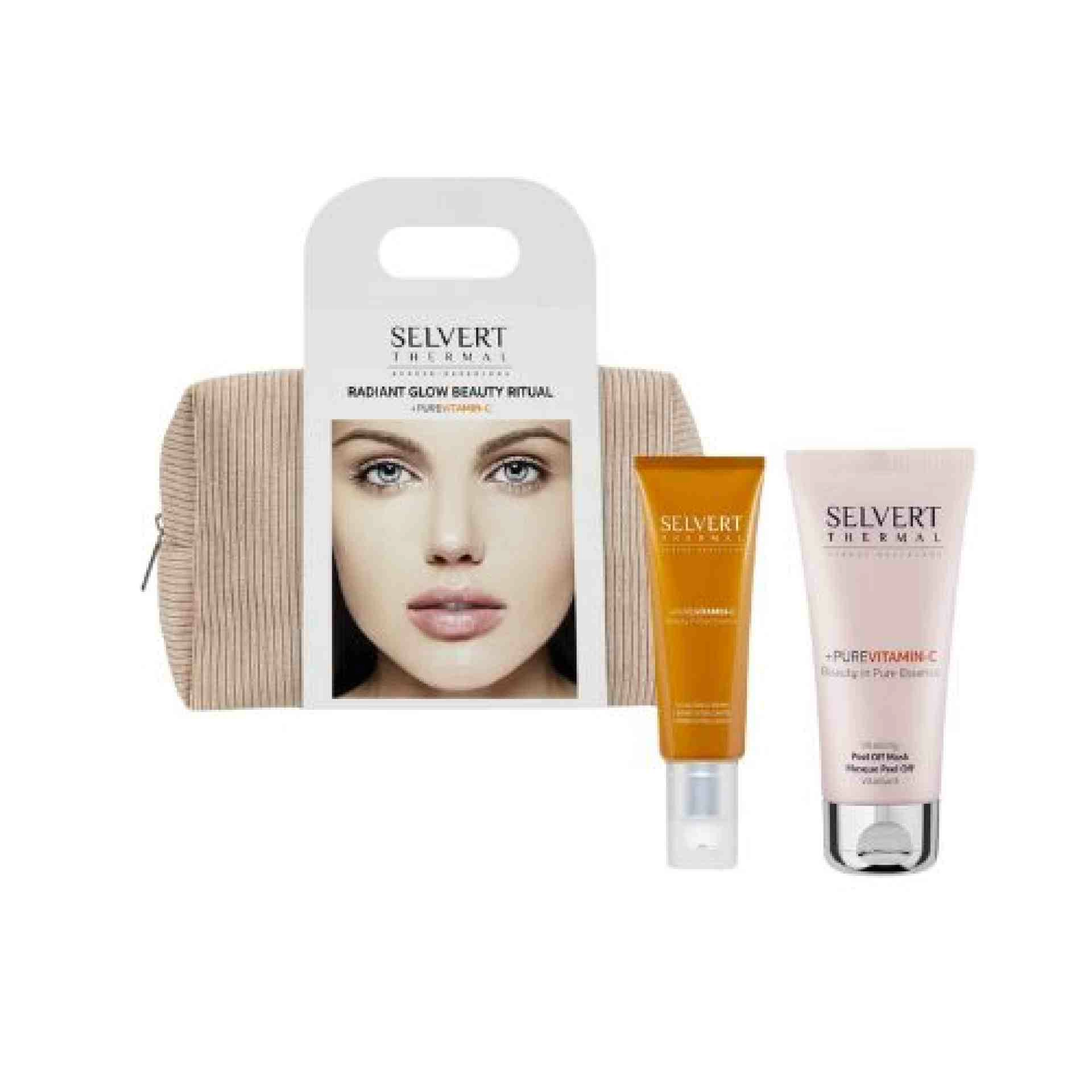 Radiant Glow Beauty Ritual | Pack Vitalizing Cream + Vitalizing Peel Off Mask + Pure Vitamin-C | Selvert Thermal ®