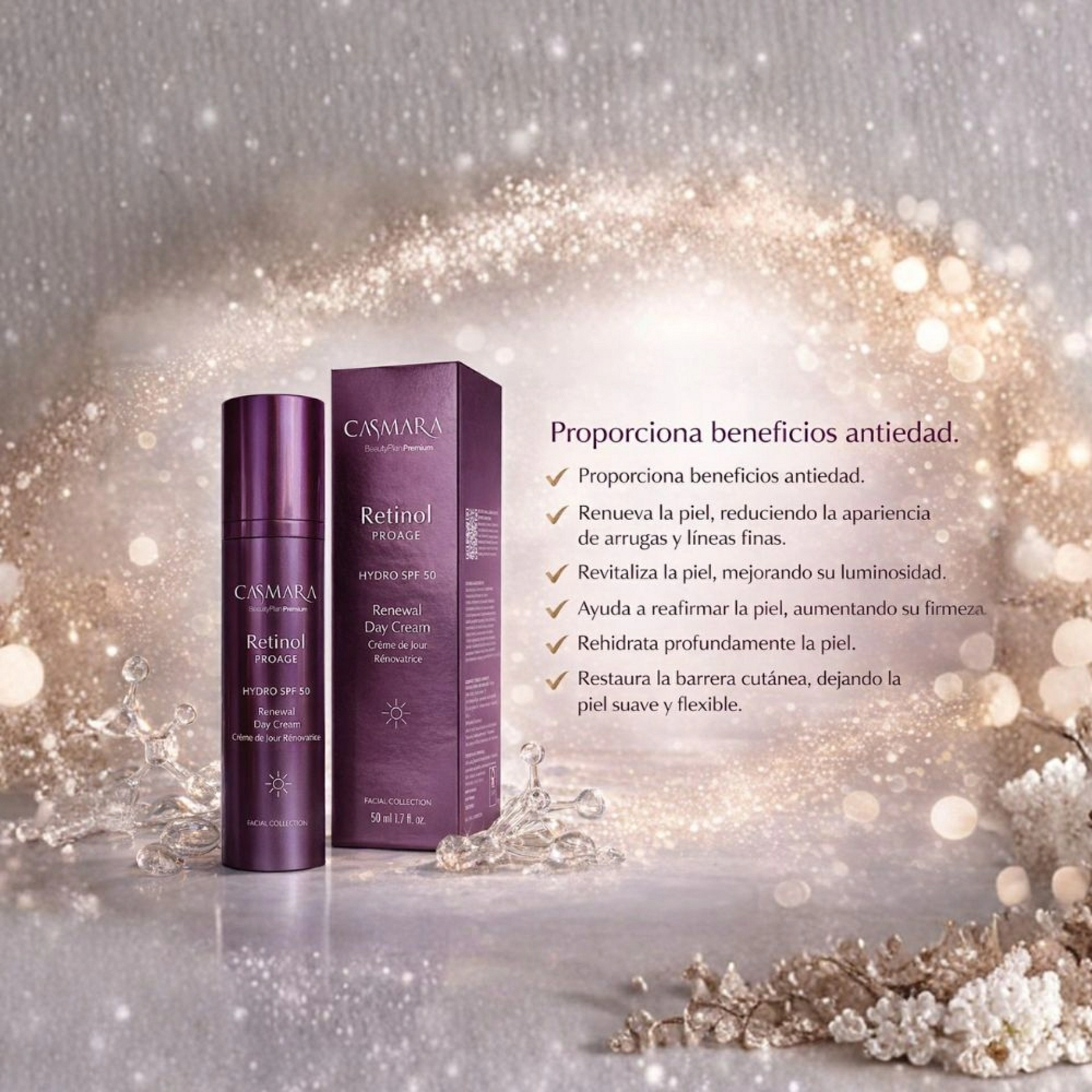 Renewal Day Cream SPF50 | Crema antiedad de día 50 ml- Retinol PROAGE - Casmara ®