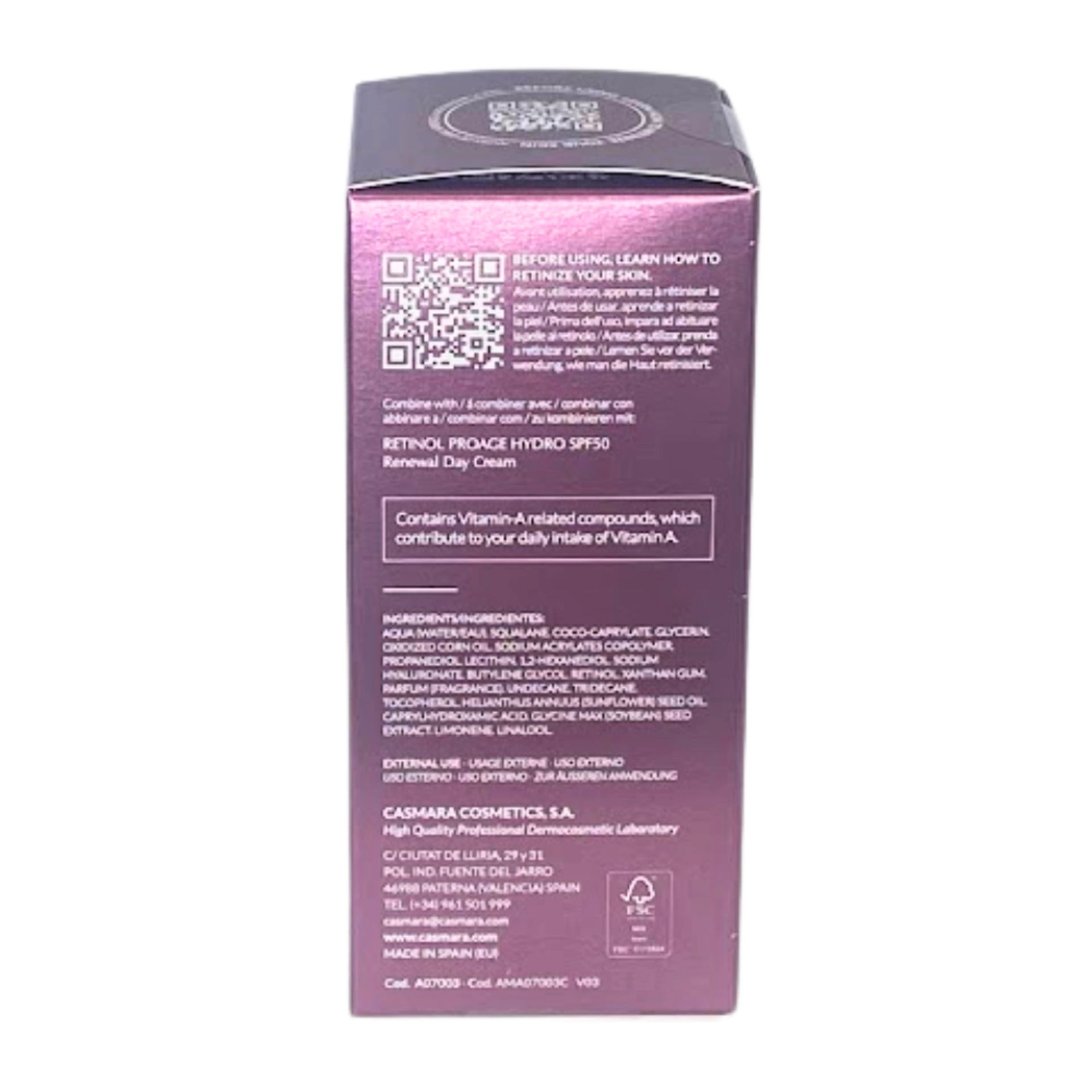 Renewal Night Cream - 0,15% y 0,3% | Crema de noche con retinol 30 ml- Retinol PROAGE - Casmara ®