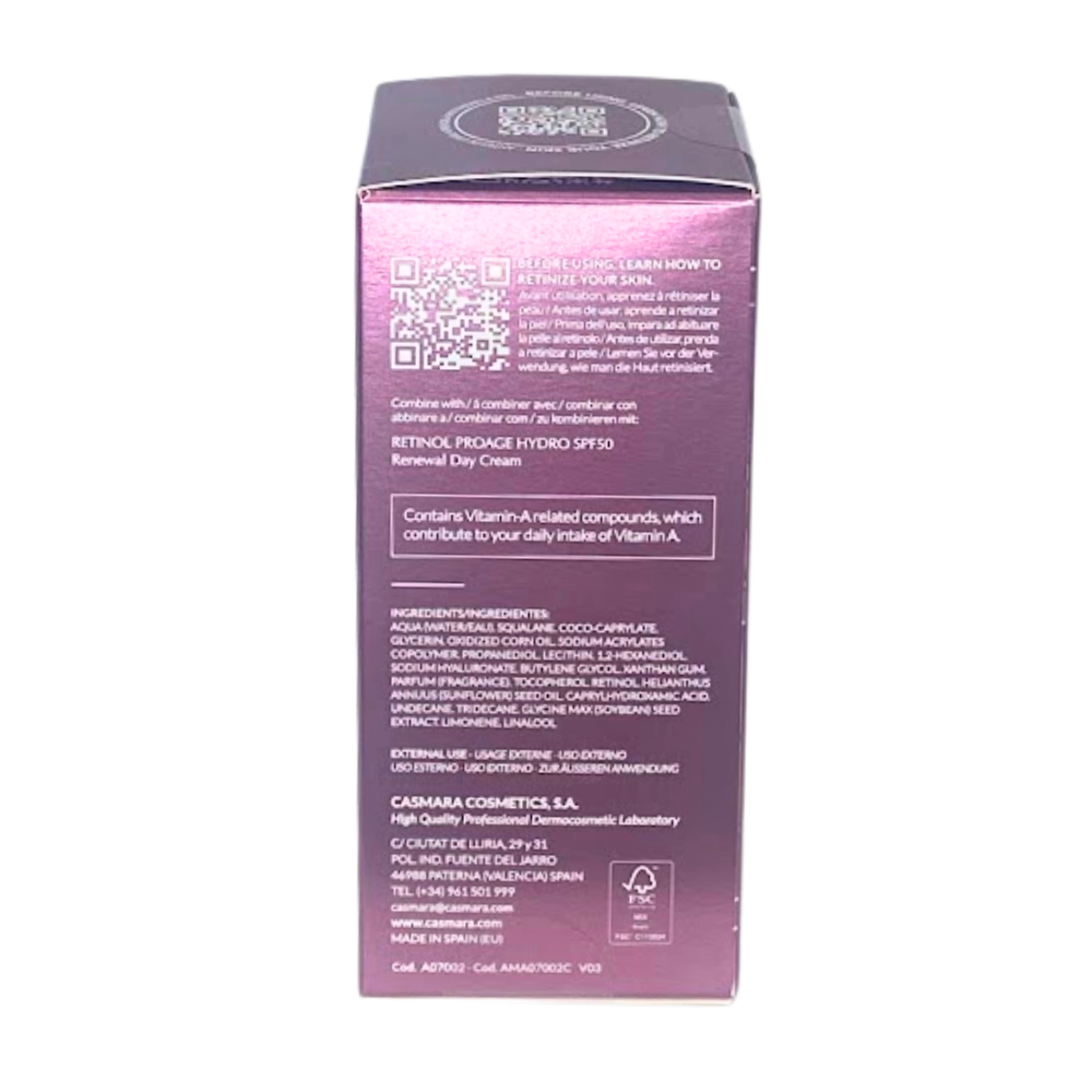 Renewal Night Cream - 0,15% y 0,3% | Crema de noche con retinol 30 ml- Retinol PROAGE - Casmara ®