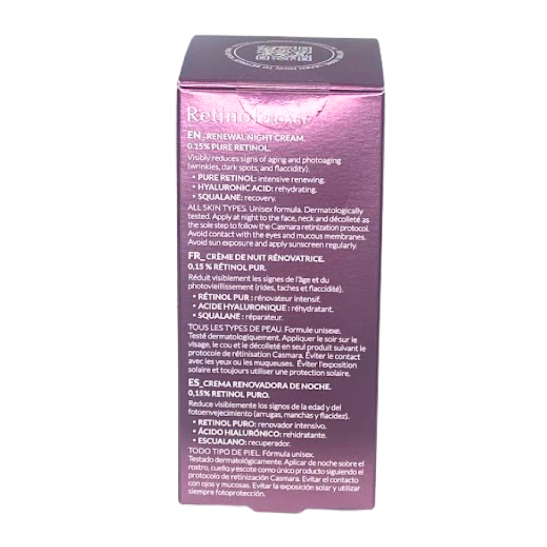 Renewal Night Cream - 0,15% y 0,3% | Crema de noche con retinol 30 ml- Retinol PROAGE - Casmara ®