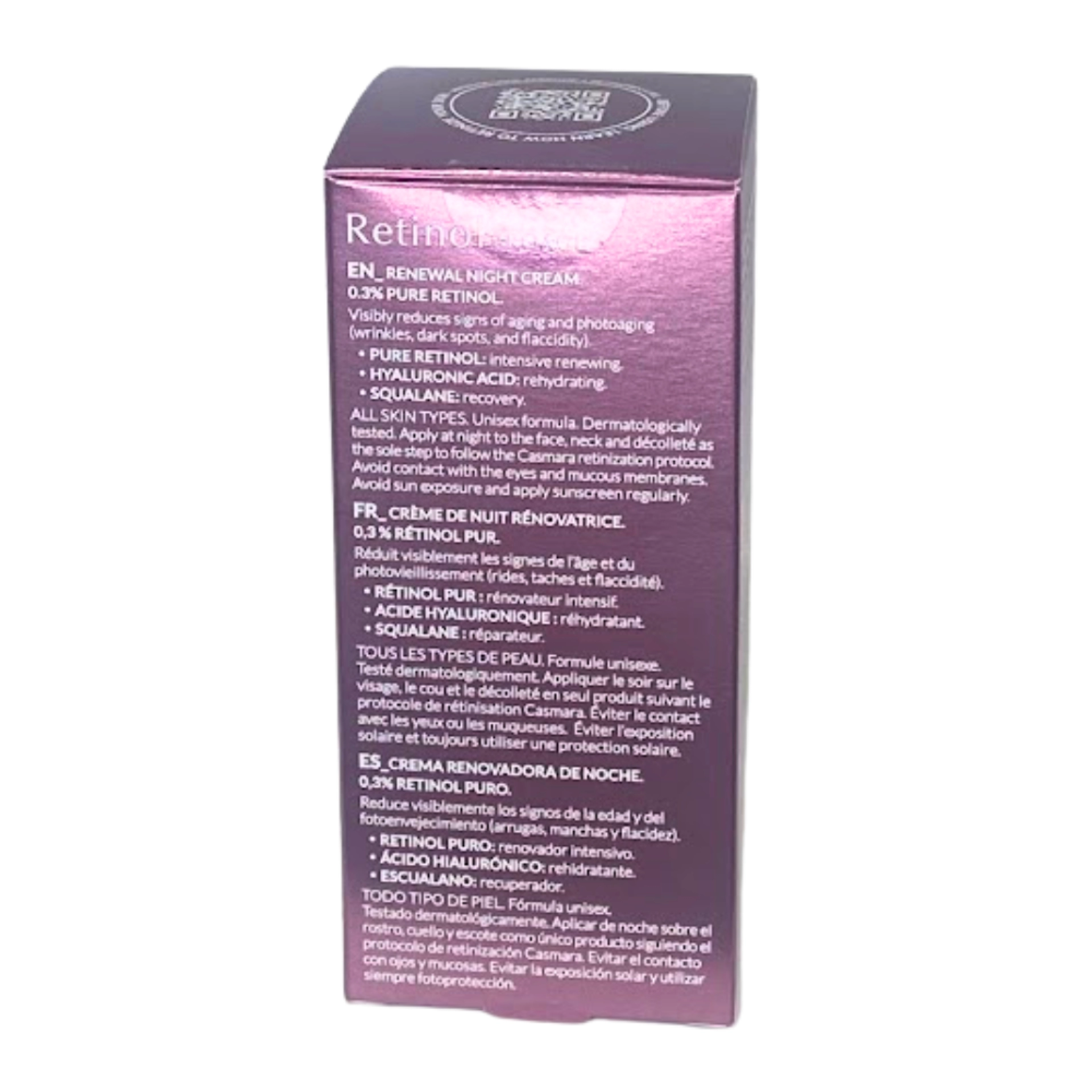 Renewal Night Cream - 0,15% y 0,3% | Crema de noche con retinol 30 ml- Retinol PROAGE - Casmara ®