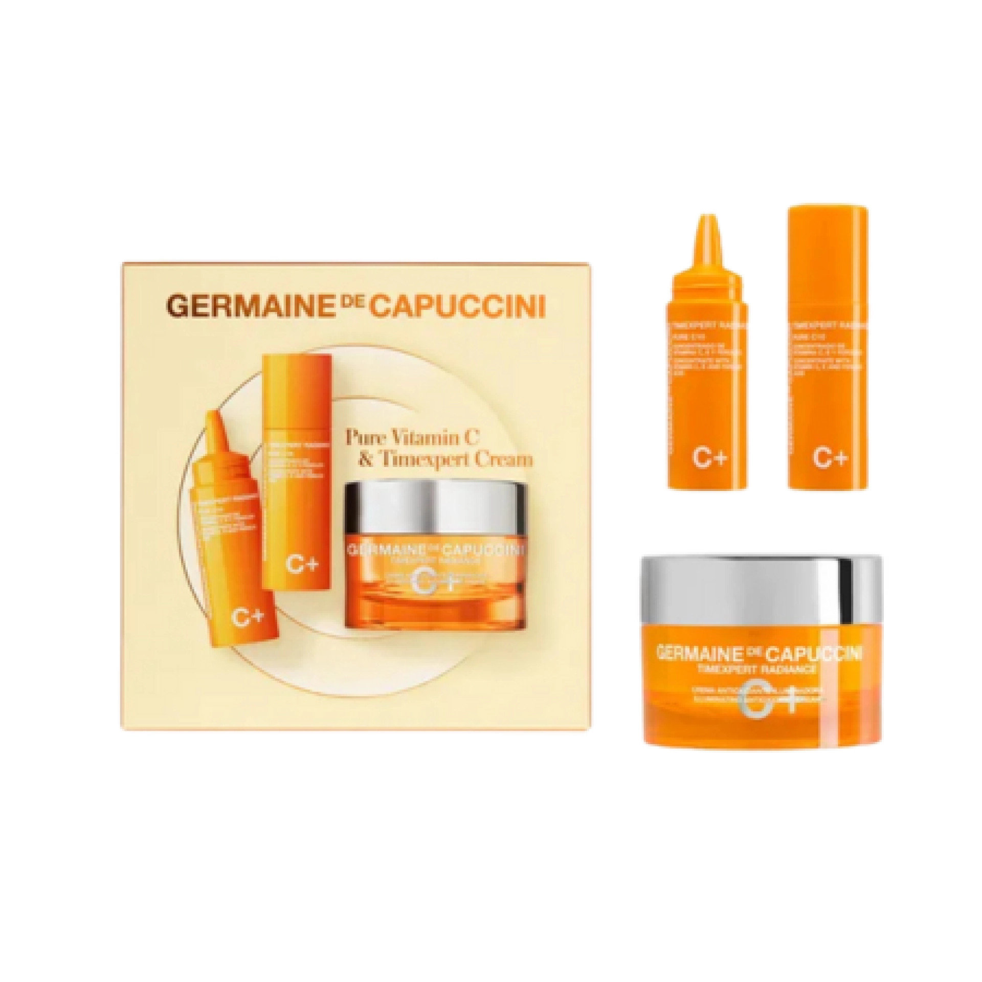 Rutina Luminosidad Día & Noche | Timexpert Radiance C+ Crema o Emulsión 50ml + Sérum Iluminador 30ml – Germaine de Capuccini ®