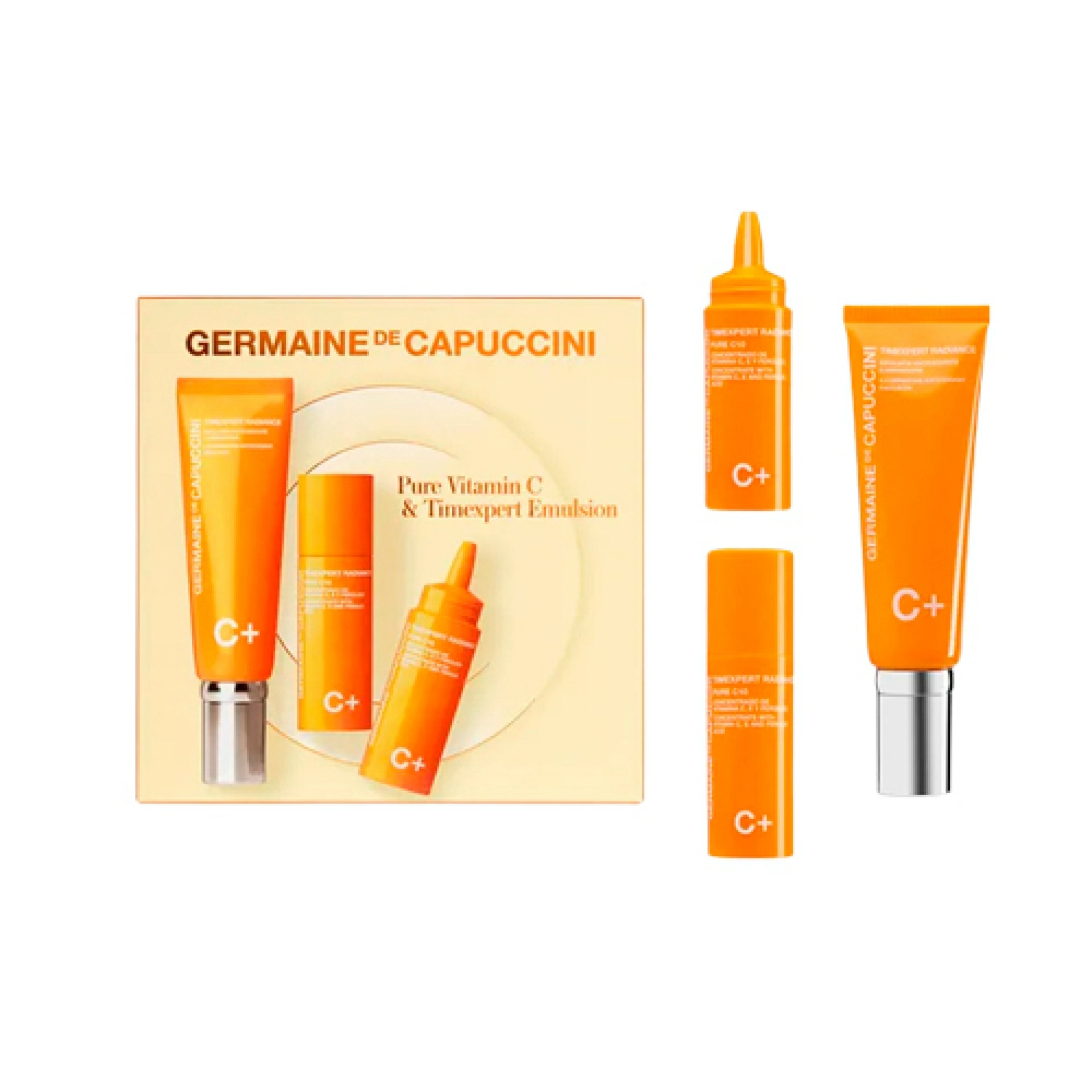 Rutina Luminosidad Día & Noche | Timexpert Radiance C+ Crema o Emulsión 50ml + Sérum Iluminador 30ml – Germaine de Capuccini ®